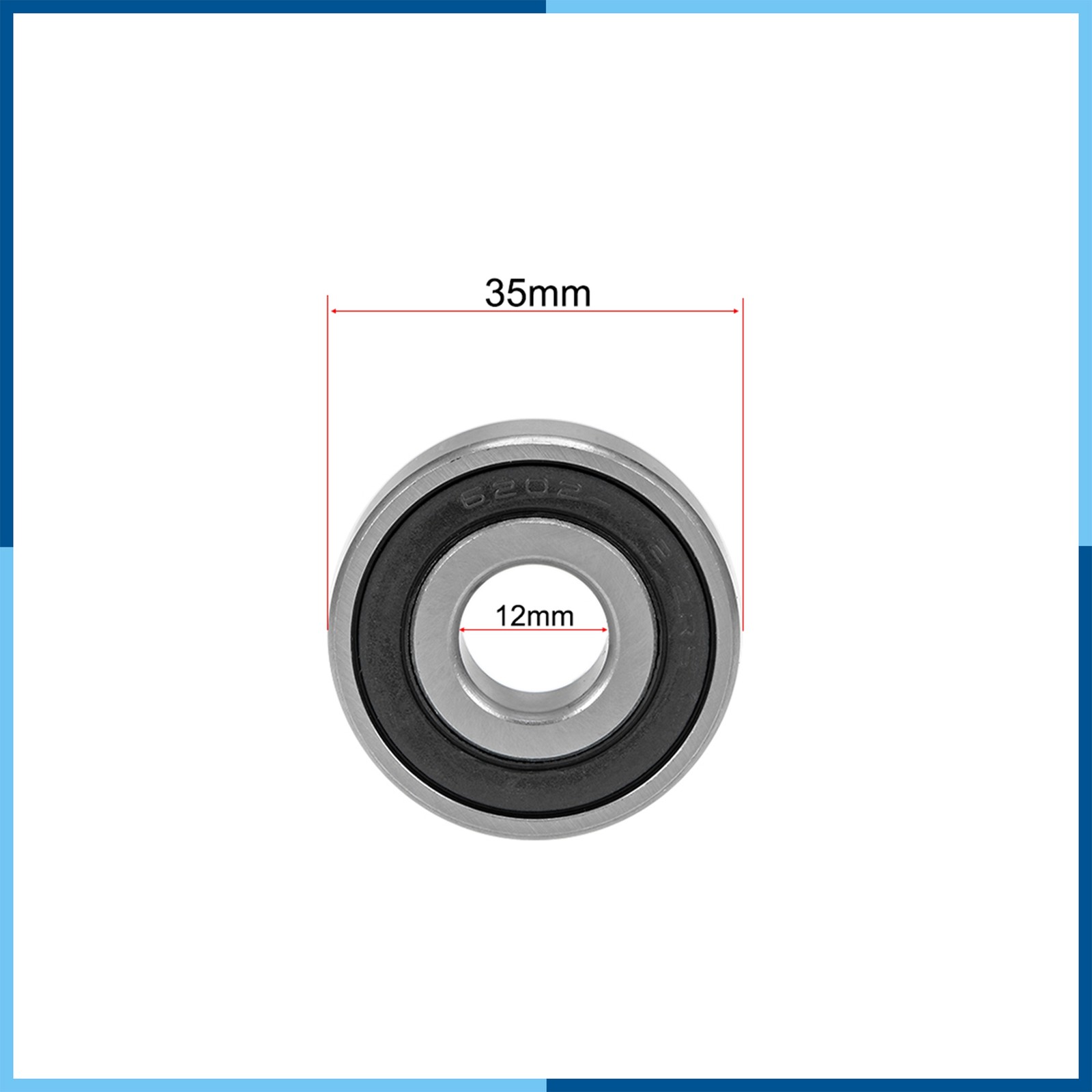 6202-12-2RS Deep Groove Ball Bearing 12x35x11mm Sealed Bearing