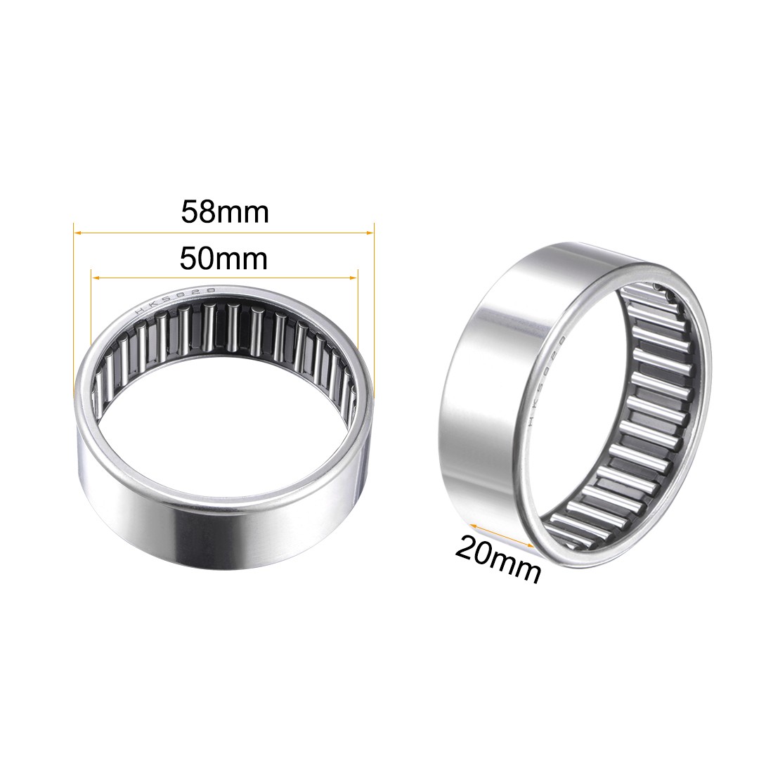 HK5020 Drawn Cup Needle Roller Bearings 50mm Bore 58mm OD 20mm Width