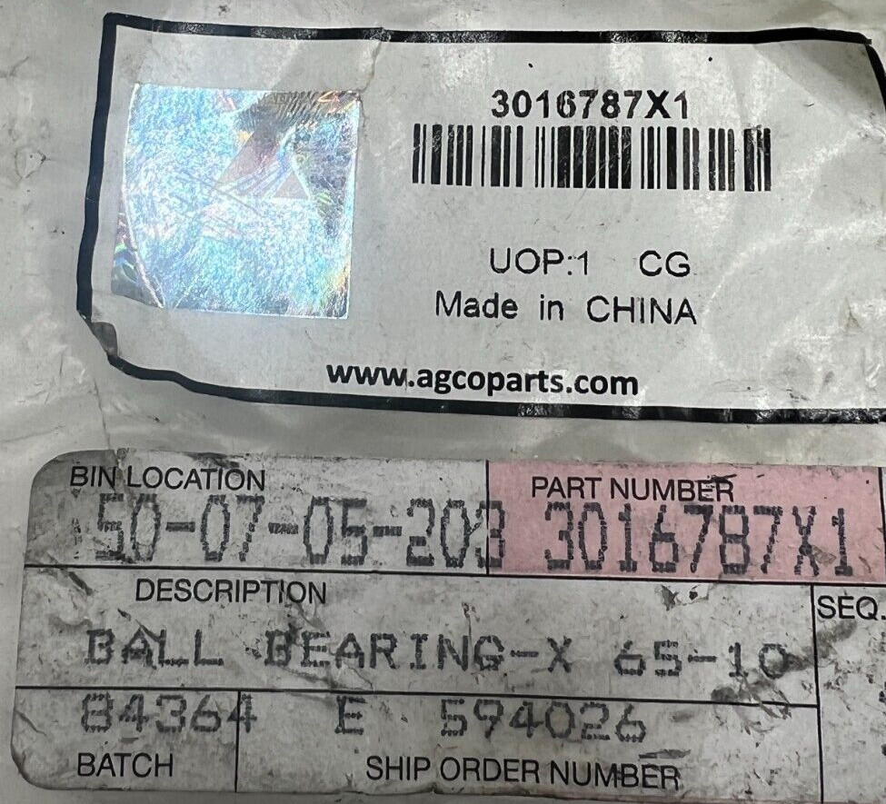 Agco Koyo Deep Groove Ball Bearing 6013C2 65mm ID 100mm OD 3016787X1