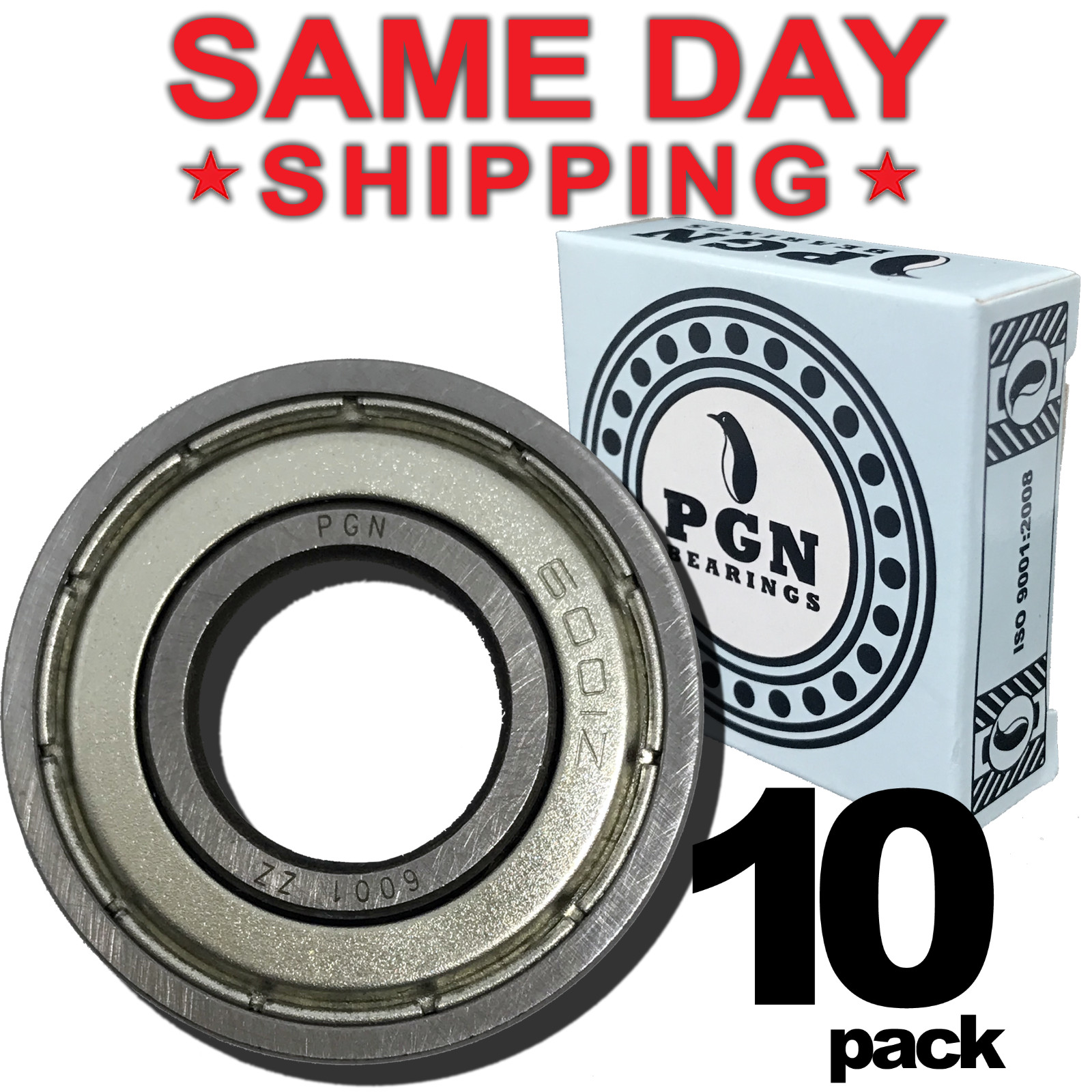 (10) 6001-ZZ Premium Metal Shield Ball Bearing C3 EMQ, 12x28x8, 6001 ZZ 6001z