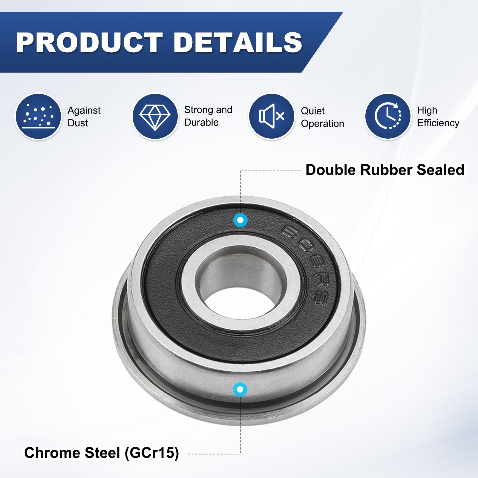 Ball Bearing F608-2RS 8x22x7mm with Rubber Gasket – 4 Pieces for