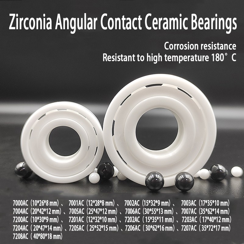 Ceramic Bearing Zirconia ZrO2 I.D 10-40mm O.D 26-80mm Thick 8-18mm 7000 to 7208