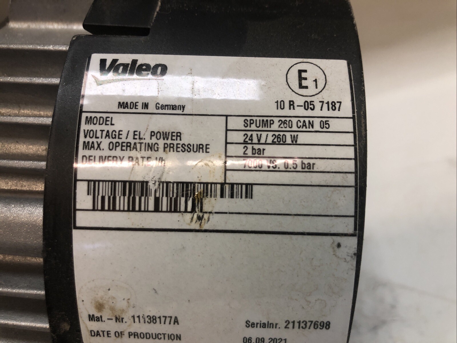 1 New VALEO Water Pump SPUMP 260 CAN 05, 11138177A, 24V/260W |U.S.A. Seller| *