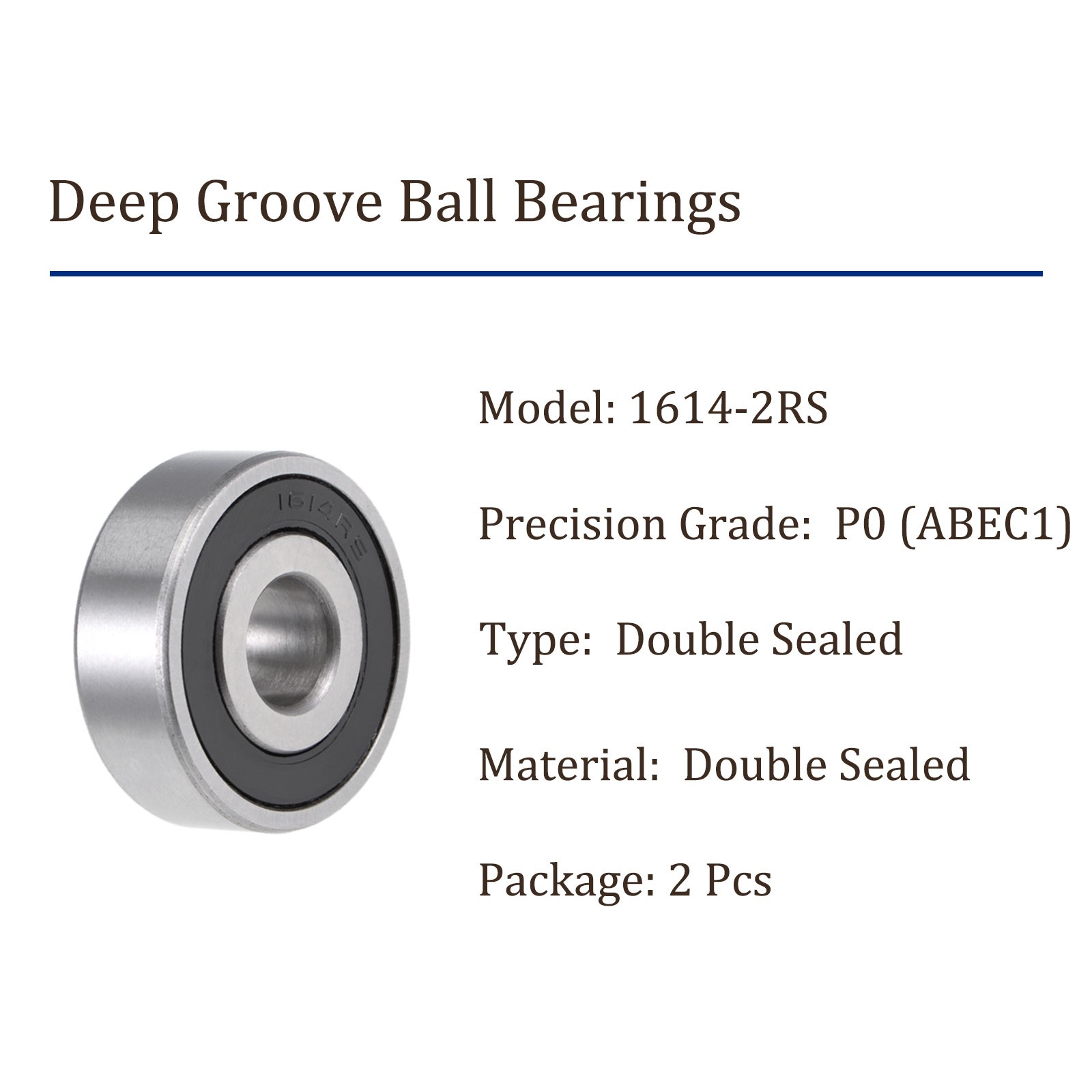 2pcs Ball Bearings – [3/8-inch x 1-1/8-inch x 3/8-inch] Double Seal