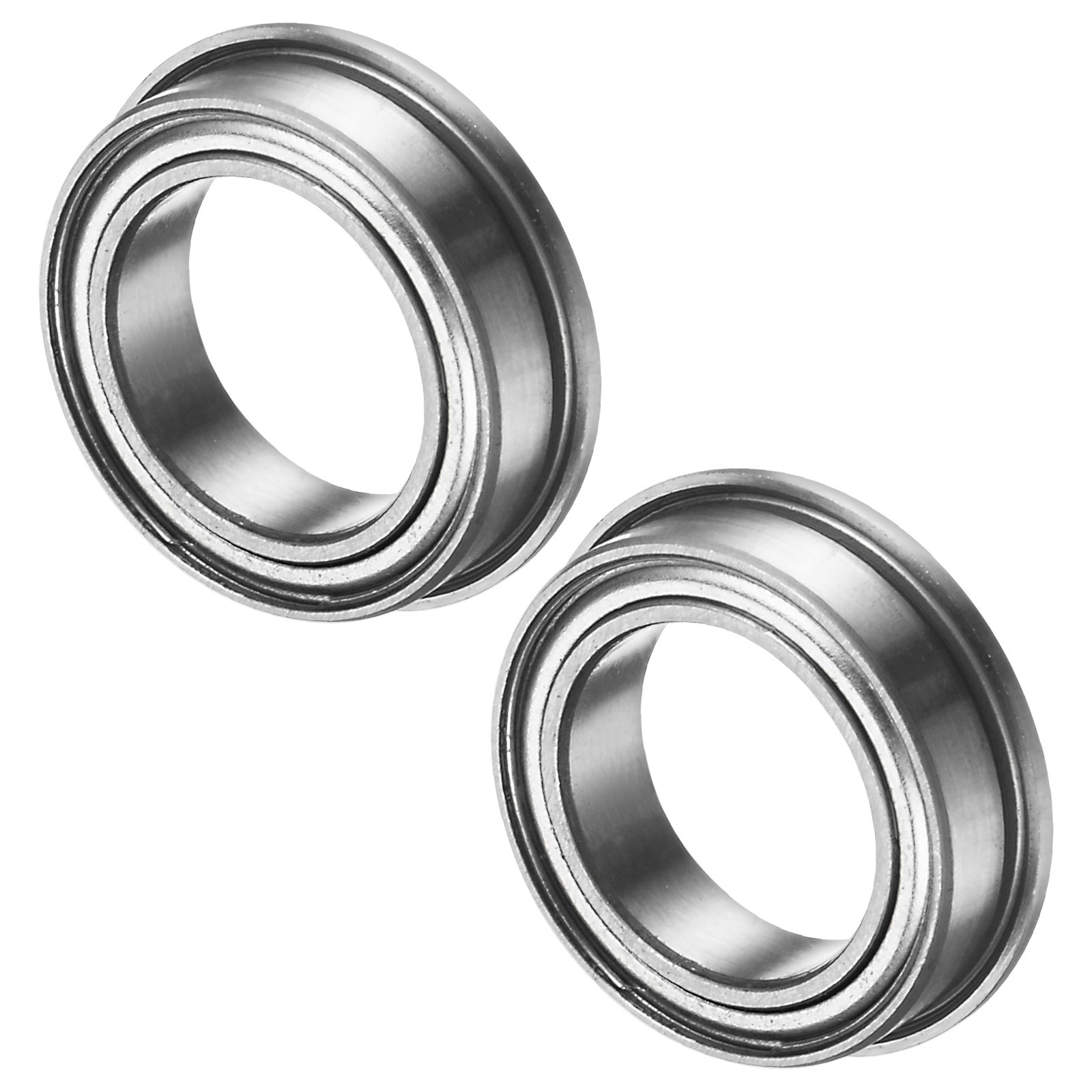 2-Pack F6700ZZ Flanged Ball Bearing, 10x15x4mm Metal Sealed Chrome Steel