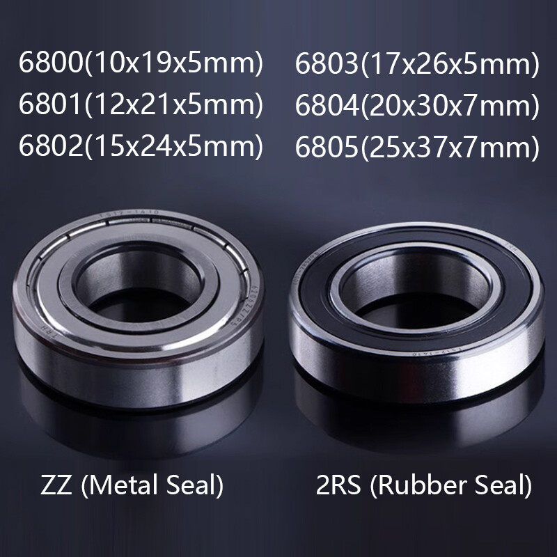 6800/6801-6805 Miniature Deep Groove Ball Bearings Rubber / Metal Sealed 2RS/ZZ