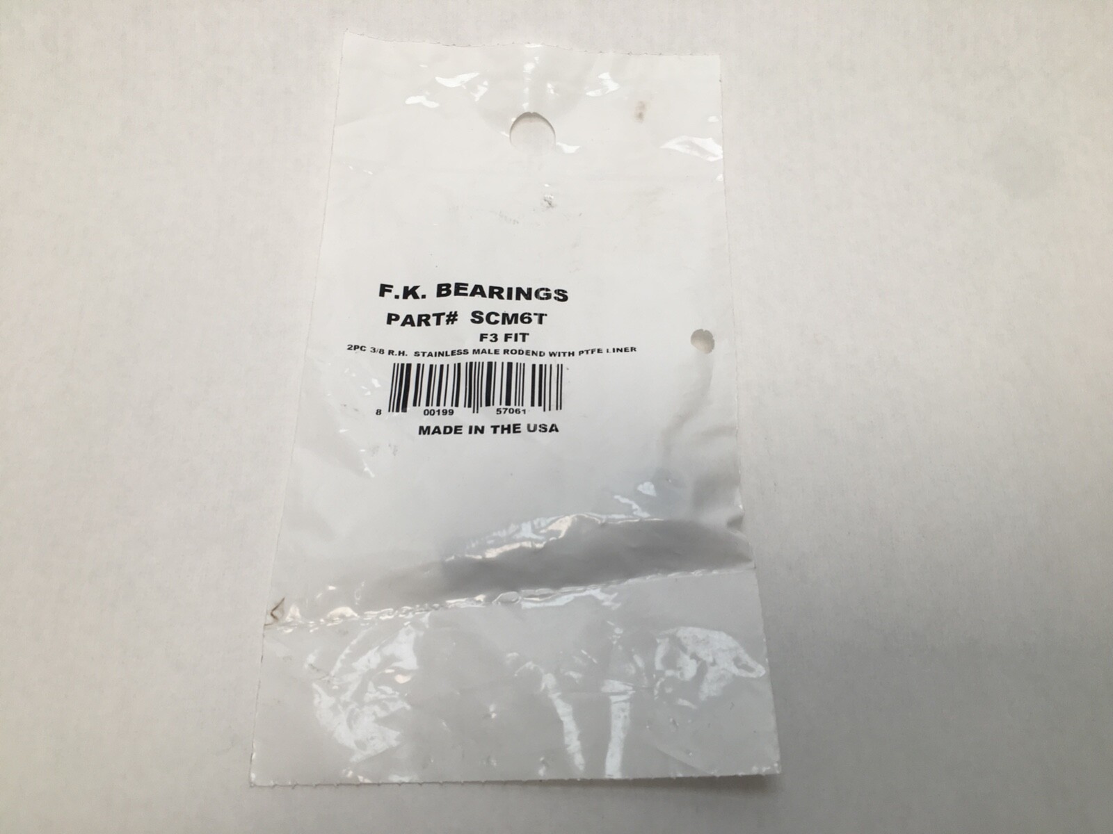 F.K. SCM6T Tie Rod End Bearing 3/8″ ID 3/8-24 F3 Fit w/ PTFE Liner SCM 6 T USA