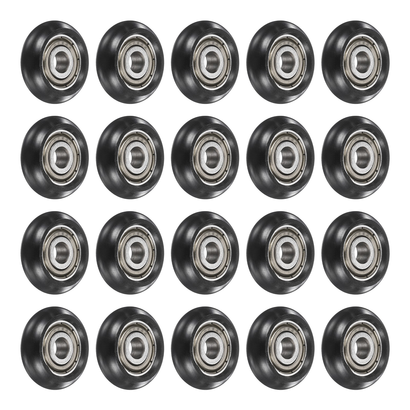20Pcs 5×21.5x7mm Metal Shielded (GCr15) Chrome Steel Bearing+POM Guide, Black