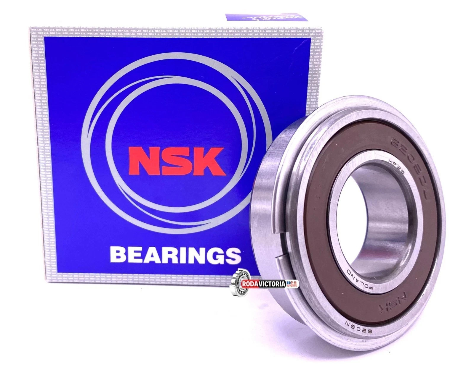 NSK 6205 DDU NR C3 Ball Bearing, Rubber Sealed + Snap Ring 25x52x15 mm
