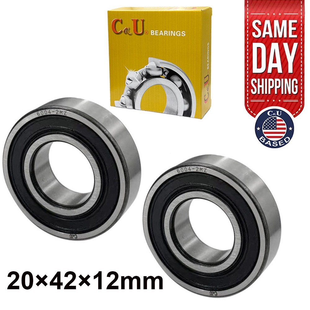 2 Pack CKU 6004-2RS 20x42x12mm Double Rubber Sealed Deep Groove Ball Bearings
