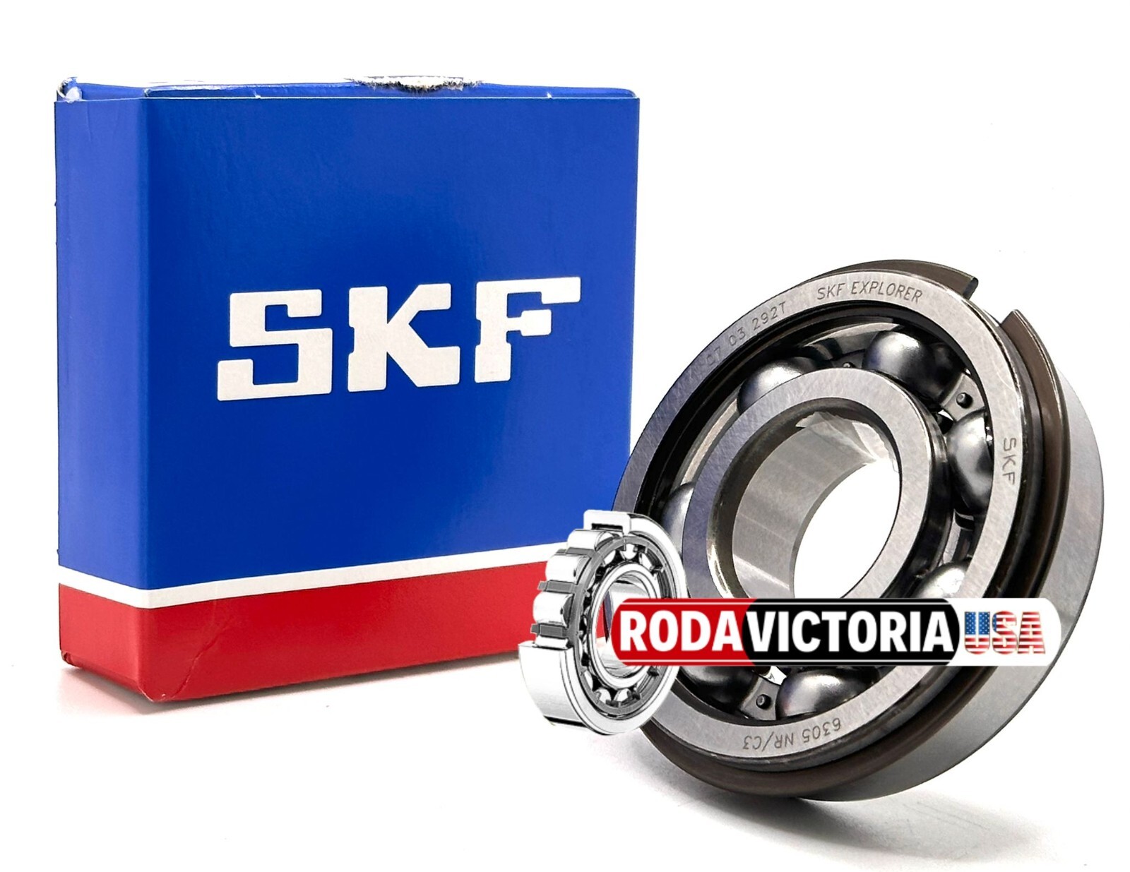 SKF 6305 NR BALL BEARING, OPEN, NO SEALS + SNAP RING 25x62x17mm
