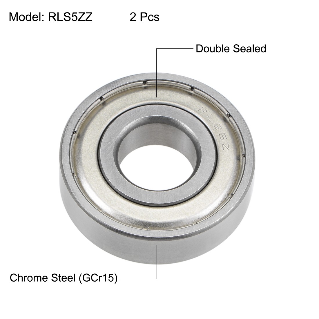 RLS5-2RS Deep Groove Ball Bearings 5/8″ ID 1-9/16″ OR 7/16″ 2pcs