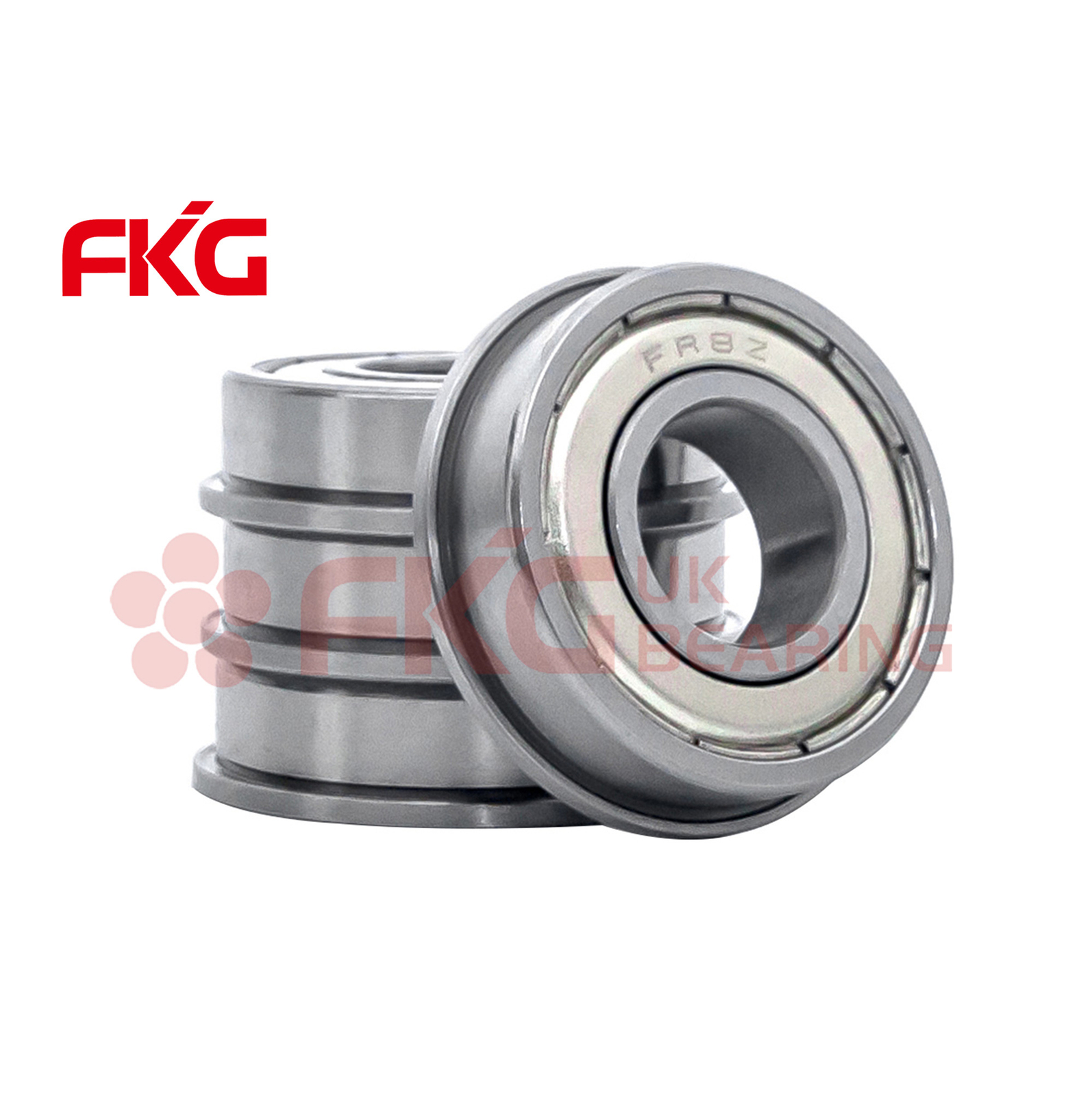 FKG FR8-ZZ Flanged Metal Shield Ball Bearings, 1/2″x1-1/8″x5/16″, FR8 ZZ (4 PCS)