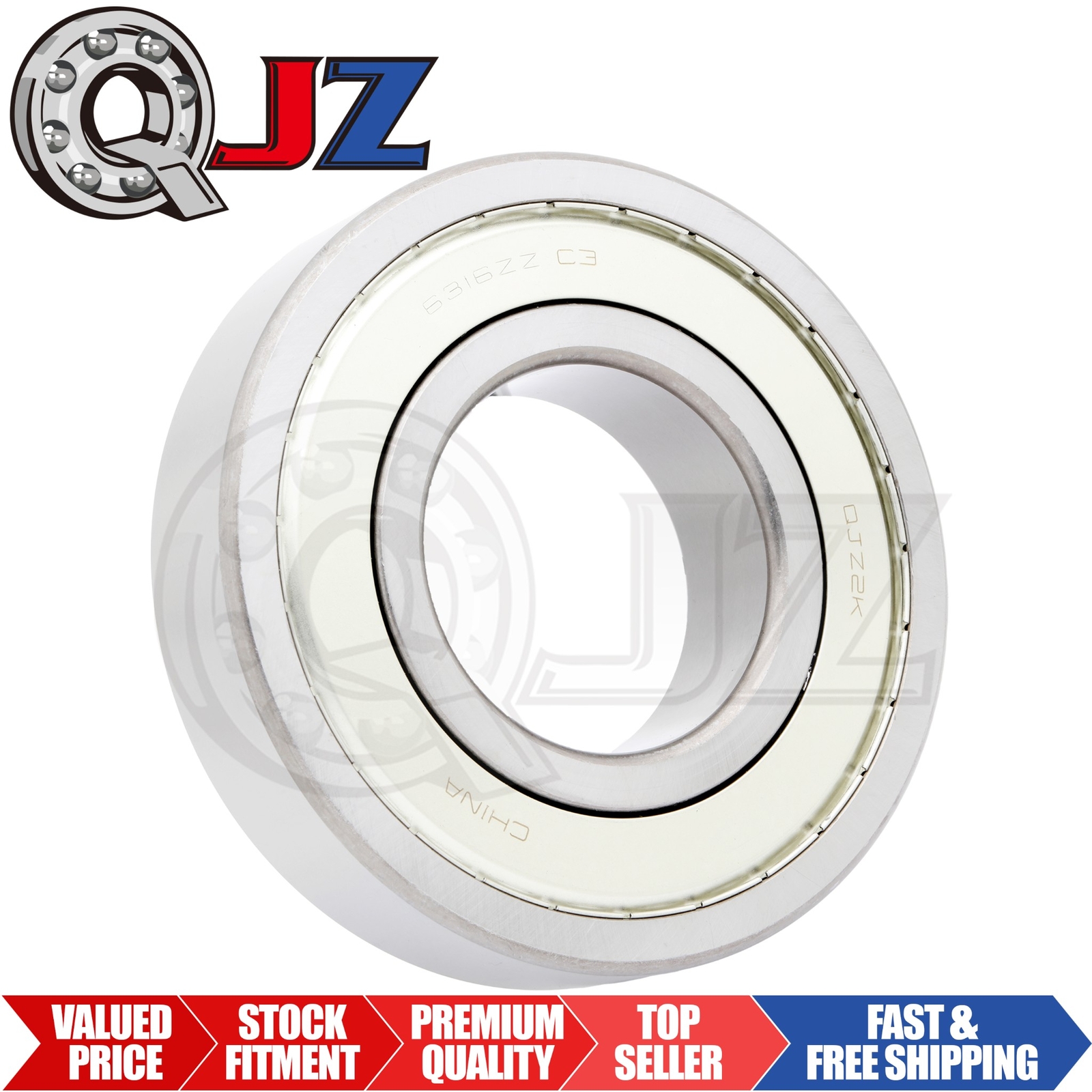 [Qty.1] 6316-ZZ Radial/Deep Groove Ball Bearing [80mm ID x 170mm OD x 39mm W]