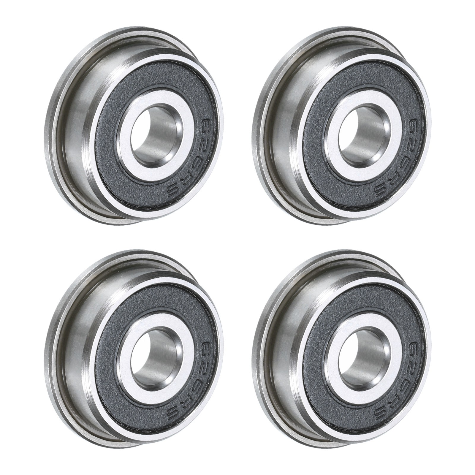 F626-2RS Flanged Ball Bearing 6x19x6mm Double Sealed Chrome Steel Bearings 4pcs