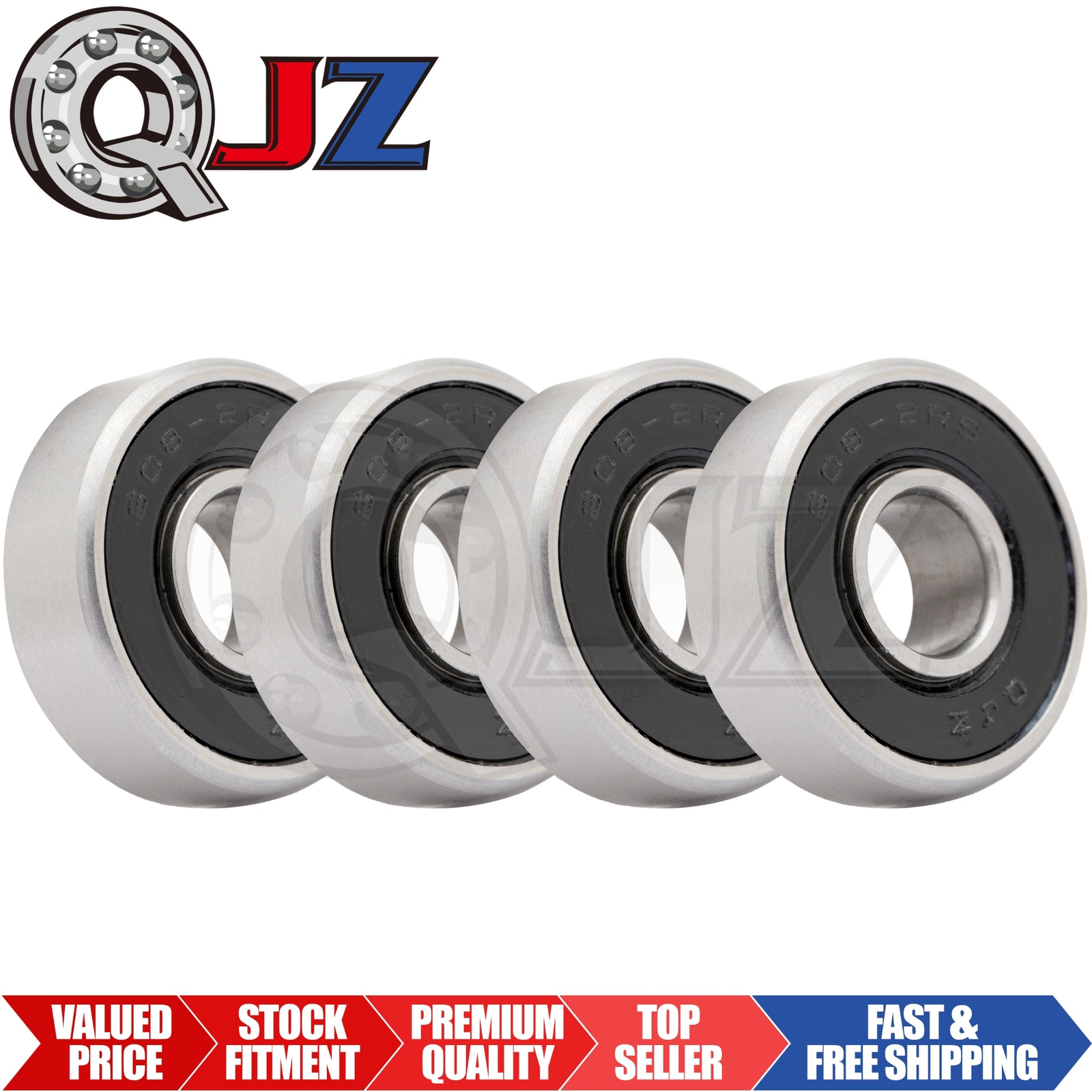 [Qty.4] New 6-608-4W 608-2RS Sealed Ball Bearing [8mm ID x 22mm OD x 7mm Width]