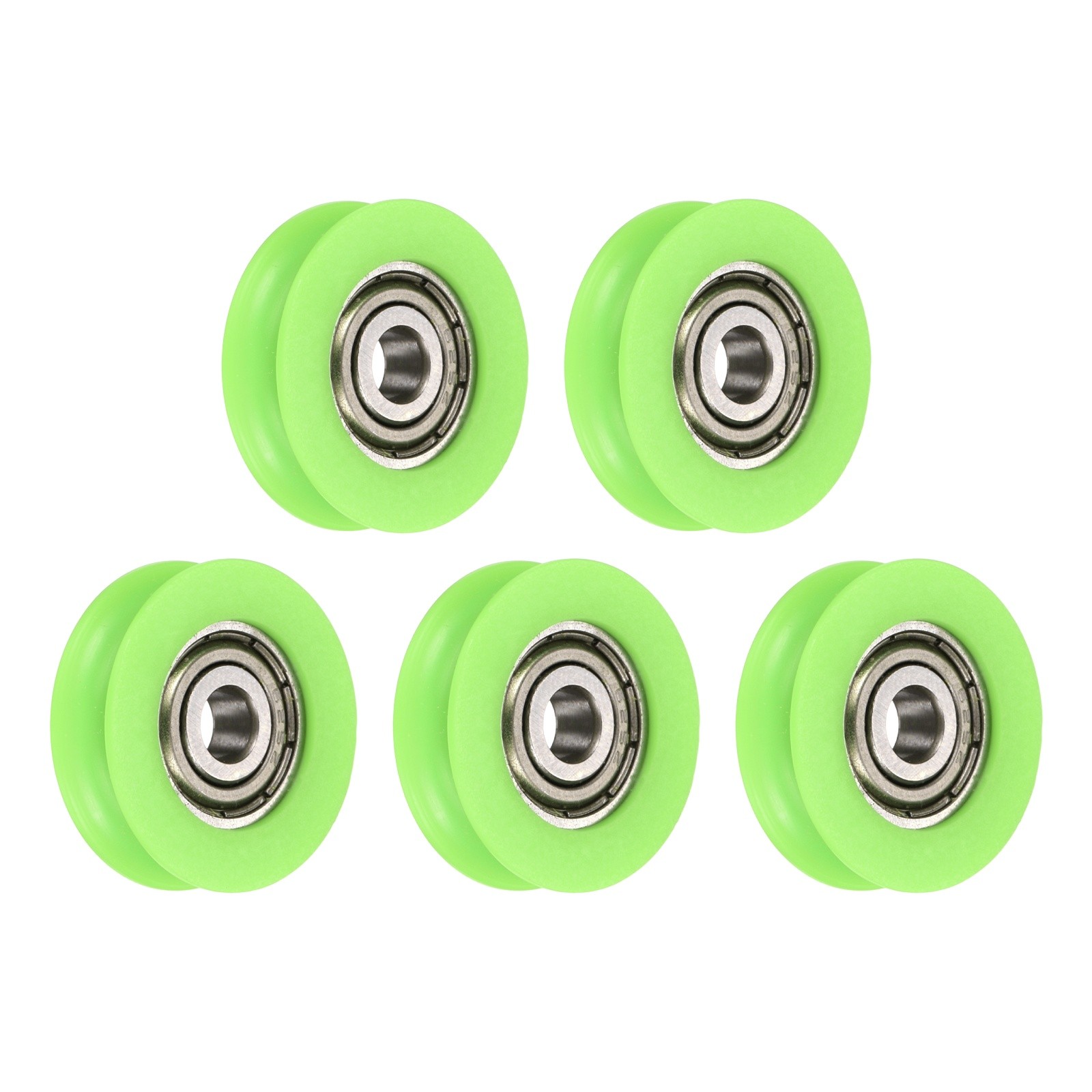 5 Pcs Green Groove Nylon Plastic Guide Bearing 5x23x7mm Pulley Roller