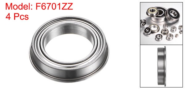 F6701ZZ Flanged Ball Bearing, 4pcs 12x18x4mm ABEC1 Flange Bearings