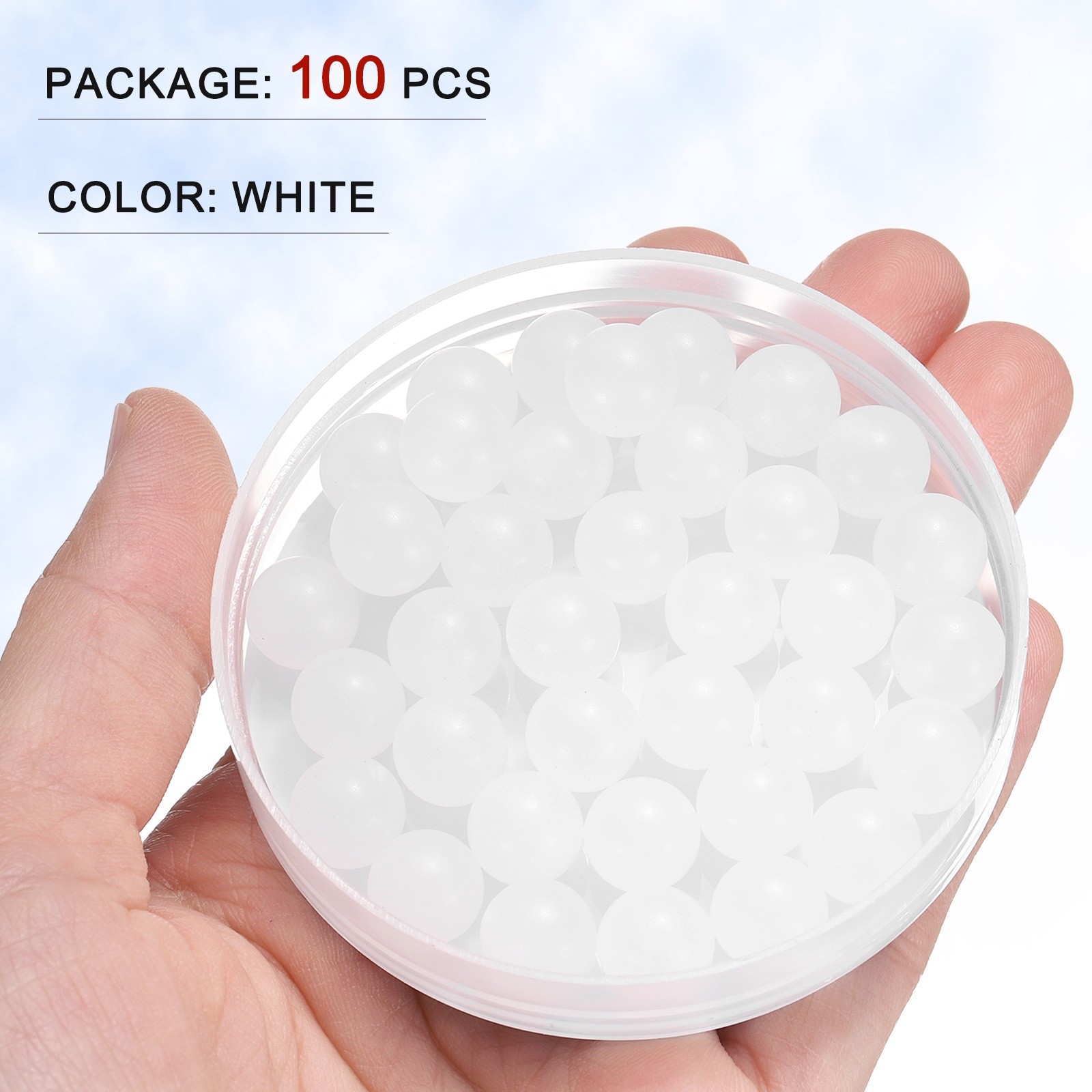 100pcs PP Plastic Bearing Balls 10mm Solid Plastic Balls G2 Precision White