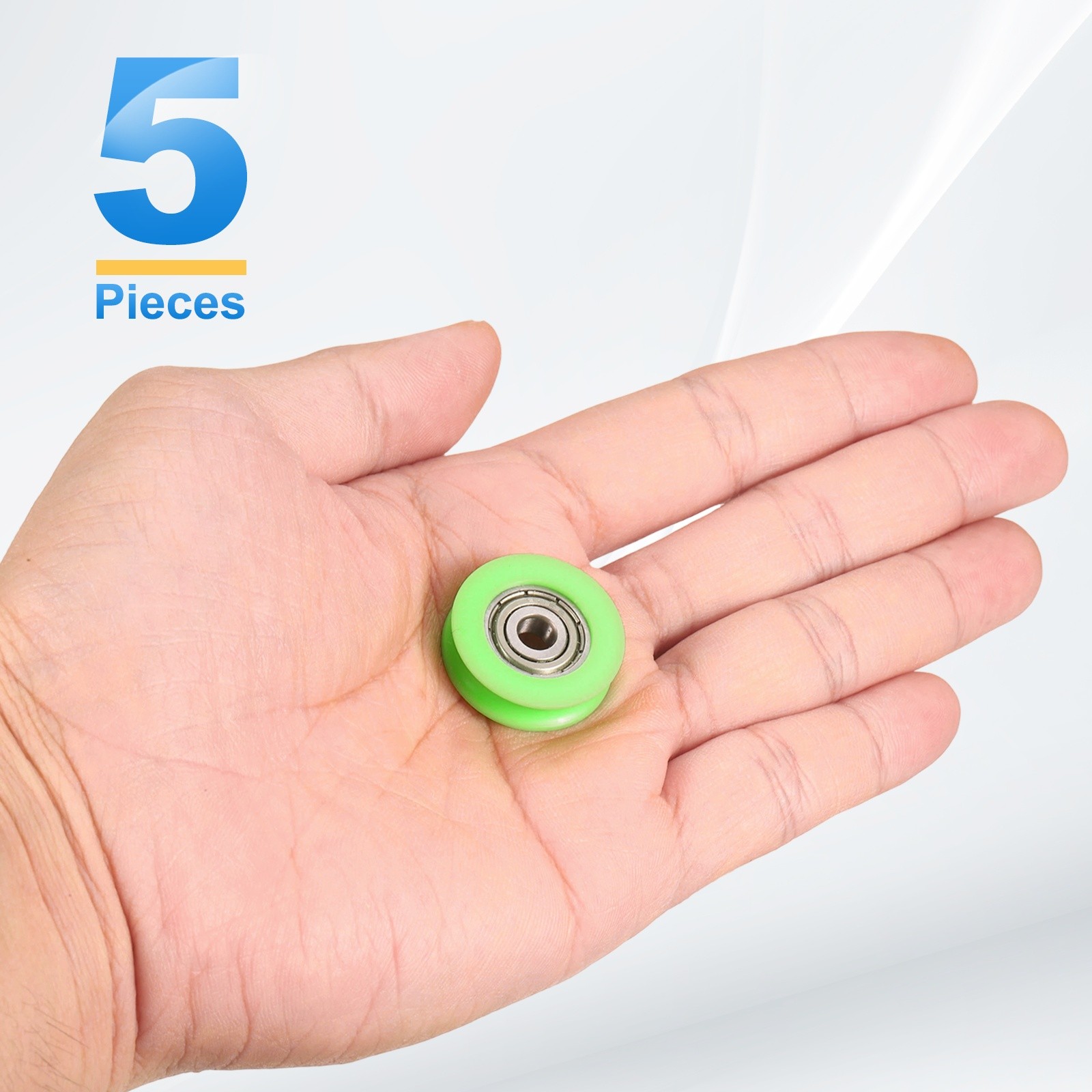 5 Pcs Green Groove Nylon Plastic Guide Bearing 5x23x7mm Pulley Roller