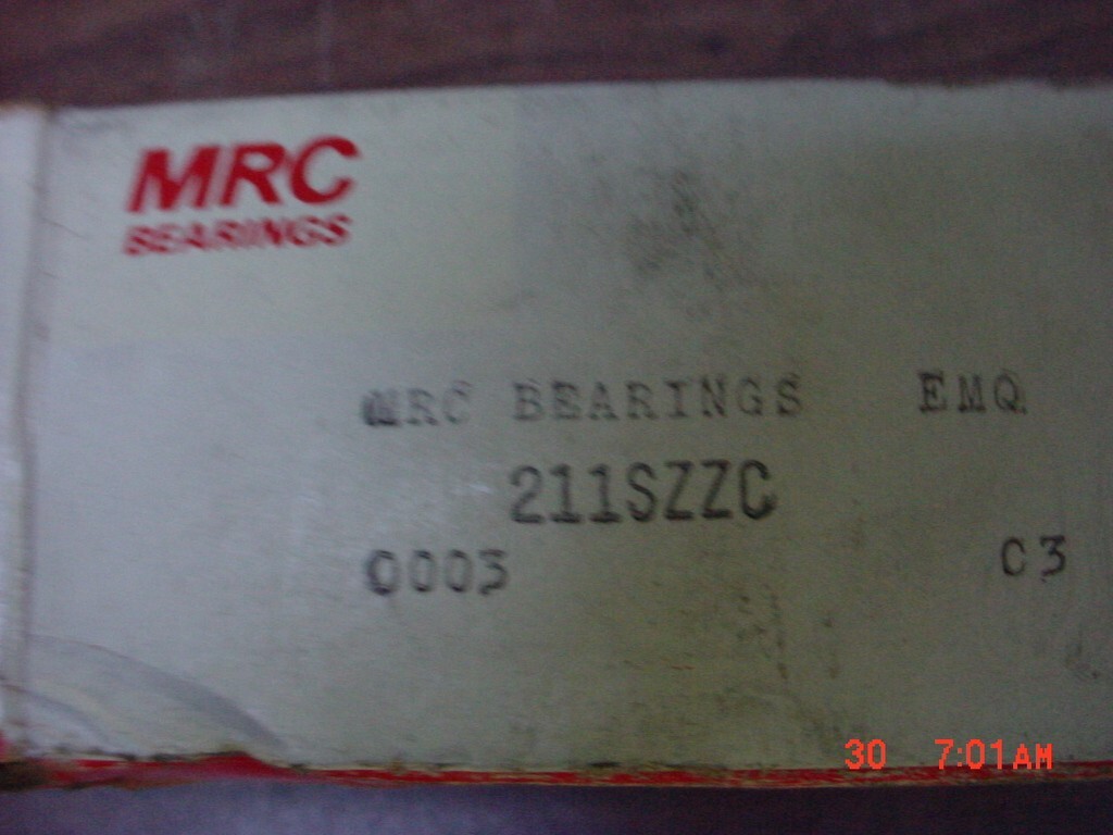 MRC 211SZZC Ball Bearing Slight Rust as Pictured;