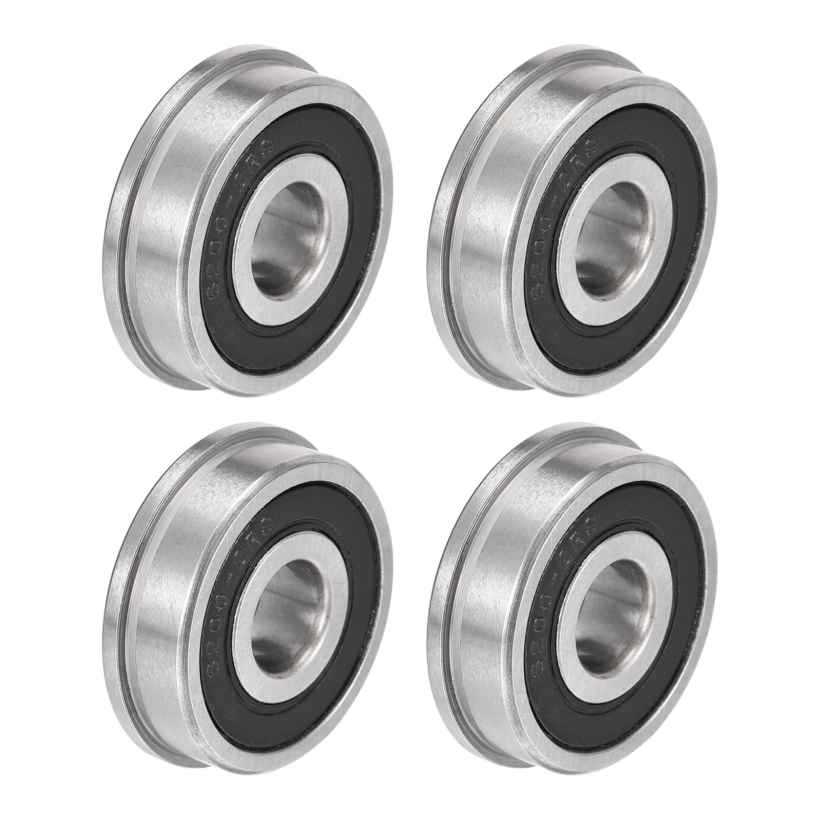 F6200-2RS Flange Ball Bearing 10x30x9mm Double Sealed Chrome Steel Bearing 4Set