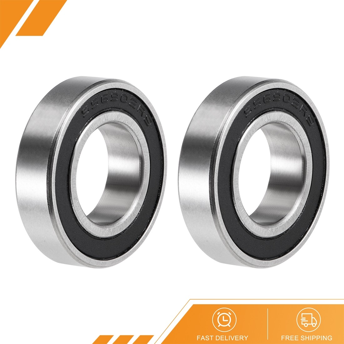 2pcs – S6902-2RS Deep Groove Ball Bearings 15x28x7mm Double Sealed