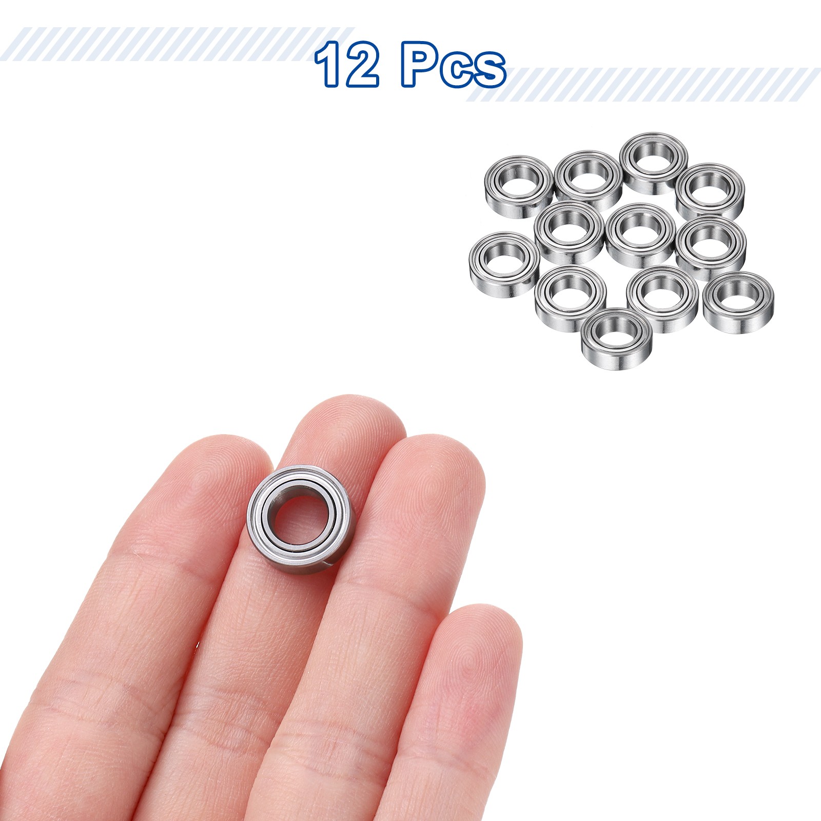 12Pcs MR137ZZ Deep Groove Ball Bearings, 7mm ID 13mm OD 4mm Width Bearing
