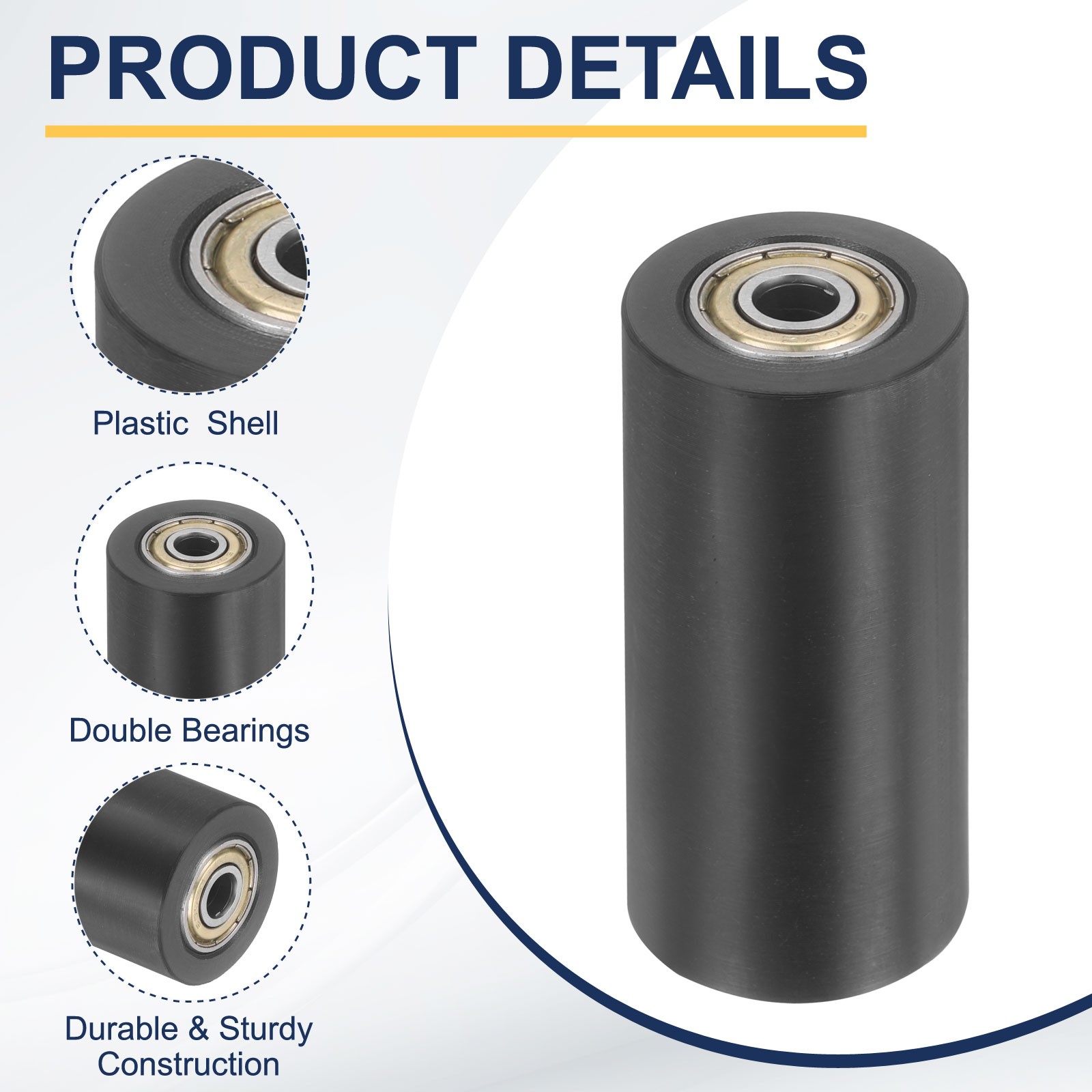 2 Pcs Plastic Roller Wheel with Bearings 1/4″ x 1″ x 2-3/8″ Bearing Pulley