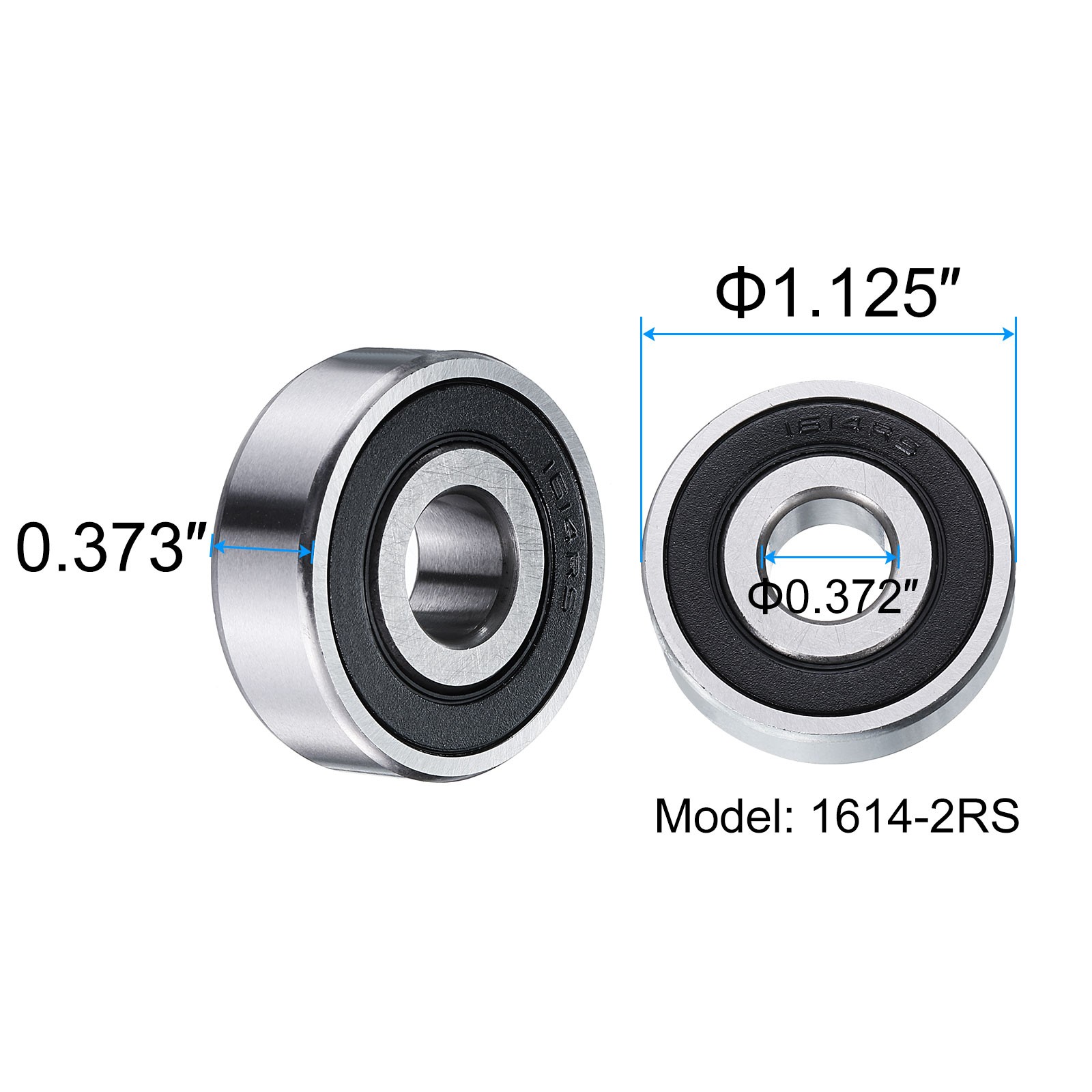 2 1614-2RS 0.372×1.125×0.373″ Double Seal ABEC3 ZV2 Ball Bearings for