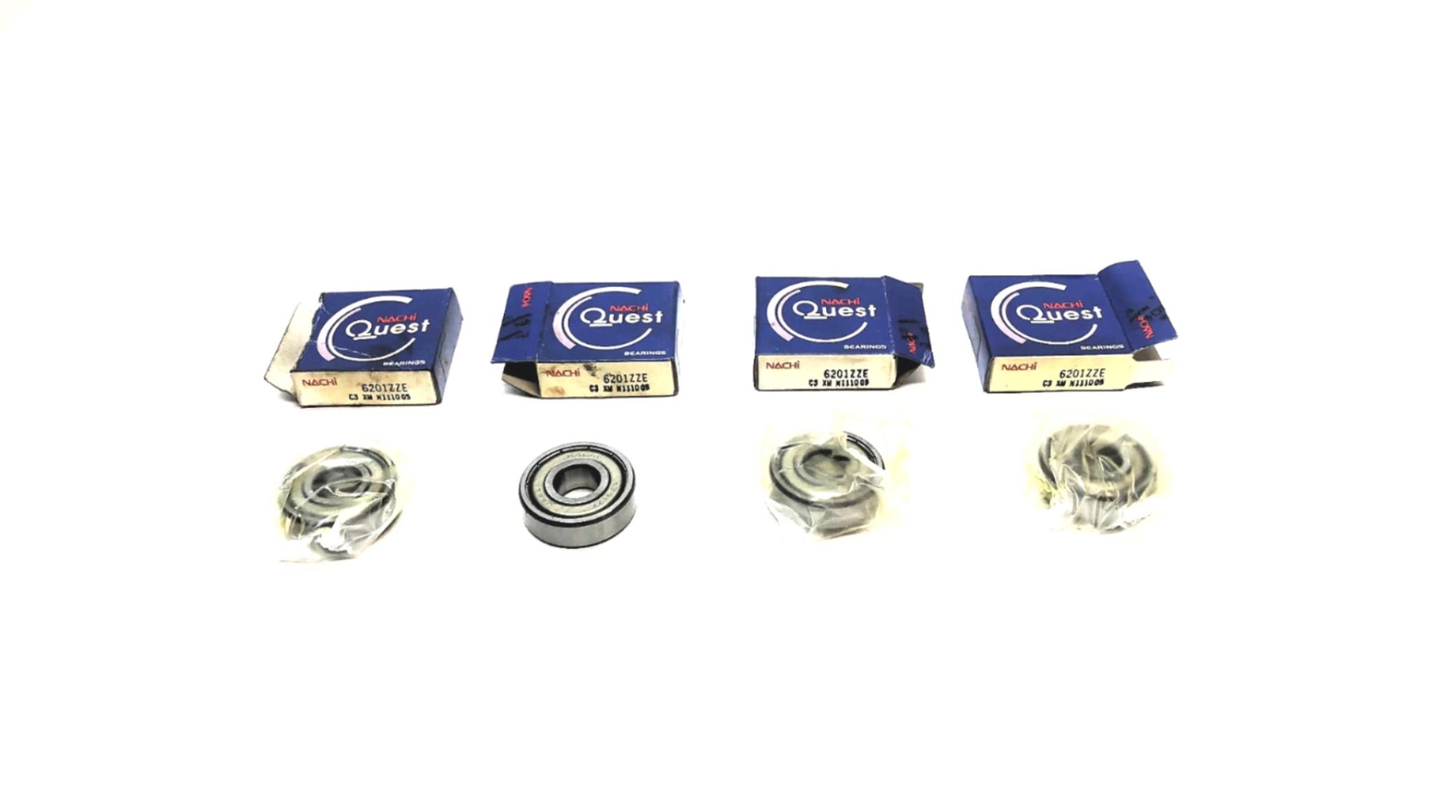 Nachi Deep Groove Ball Bearing 6201ZZEC3 (6201ZE) [Lot of 4] NOS