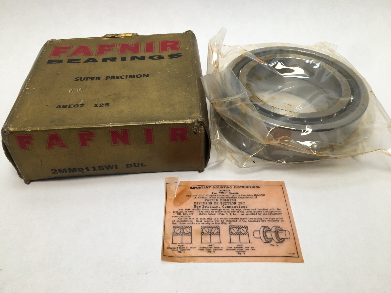 Fafnir 2MM9115WI-DUL Bearing 75x115x20 mm 7015-C 2MM-9115-WI-DUL USA 2 Pcs