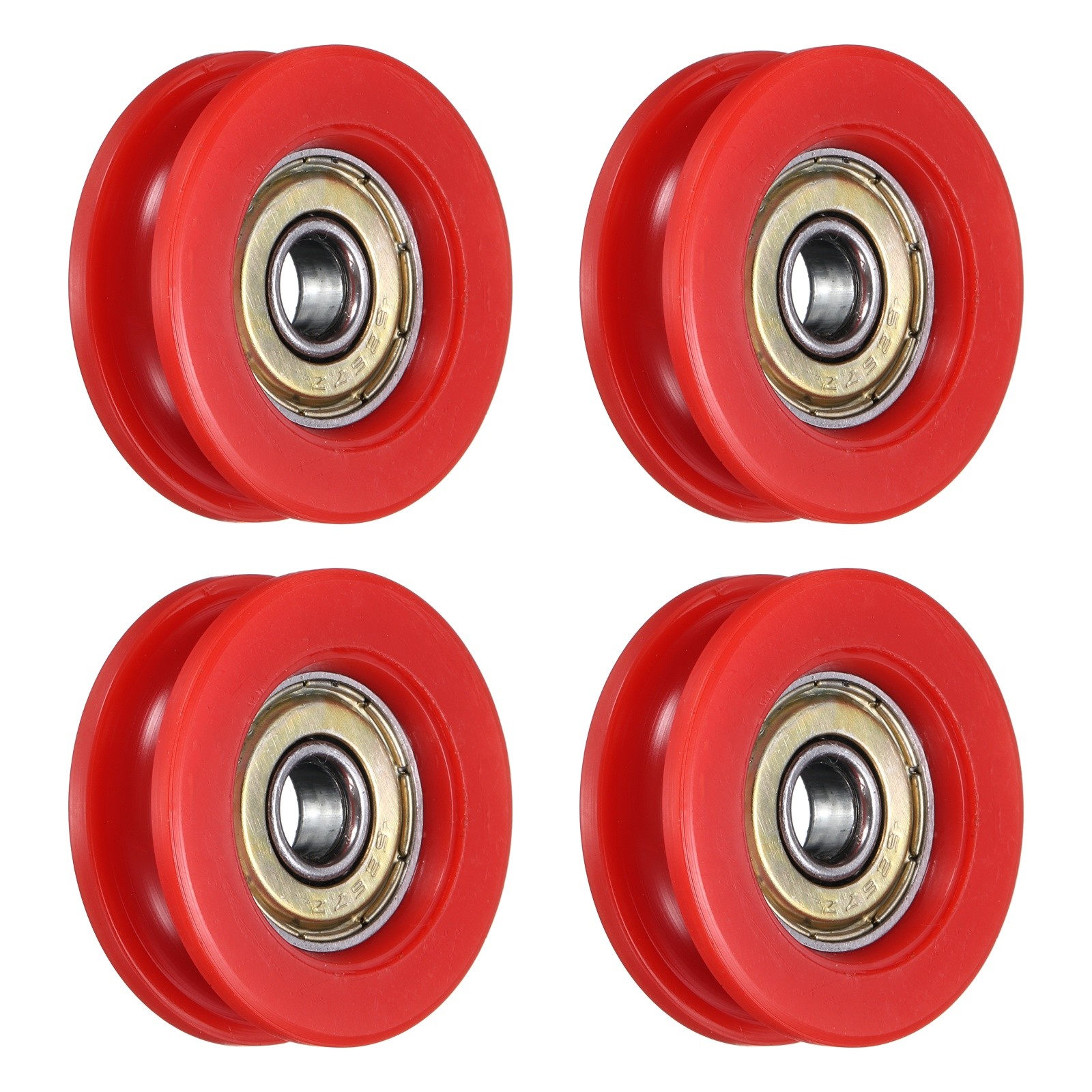 4Pcs Groove Plastic Guide Bearing 6×30.8×10.3mm Pulley Roller(Red)