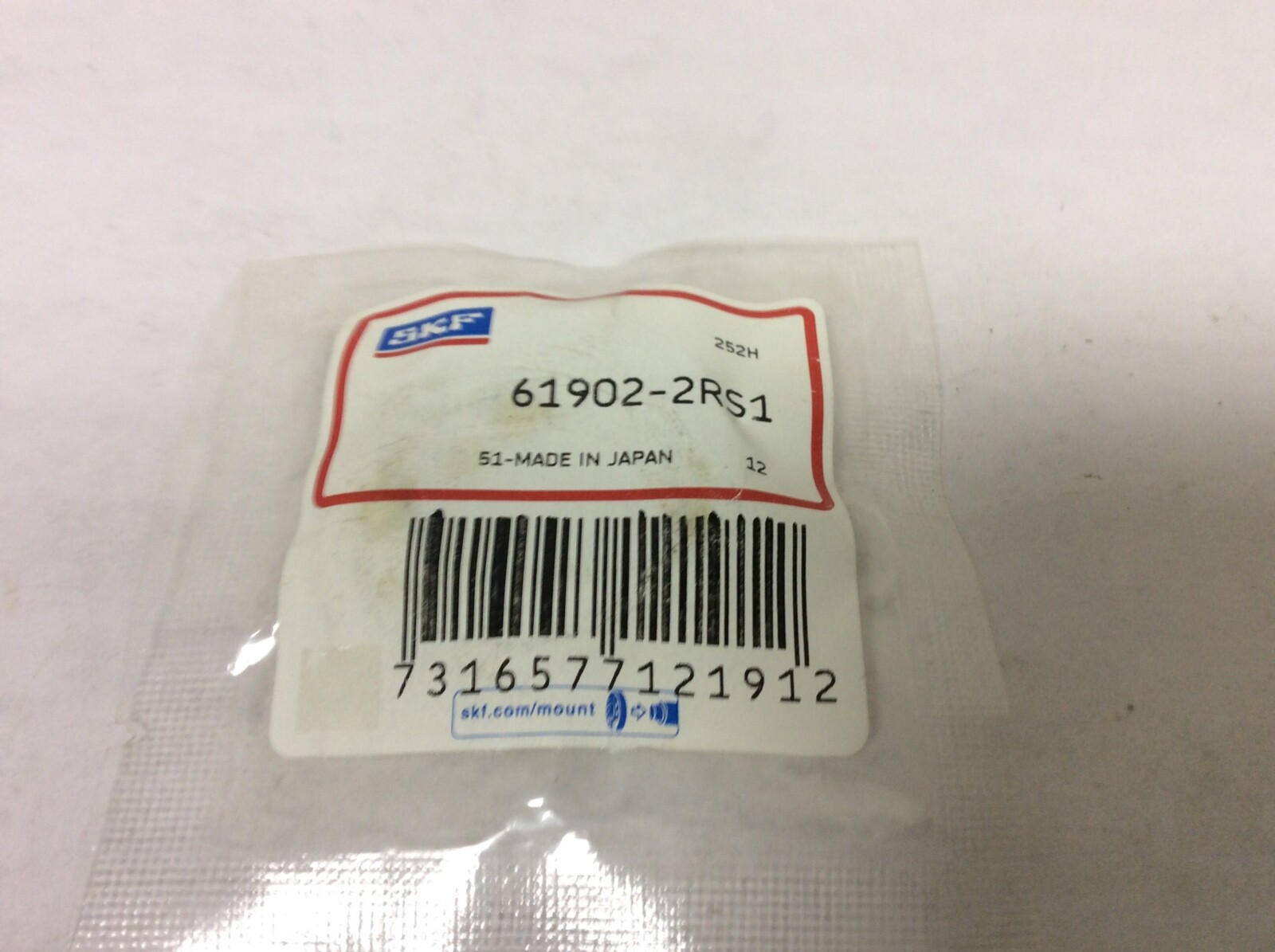 SKF 61902-2RS1 Deep Groove Bearing, 15mm ID, 28mm OD, 7mm Width