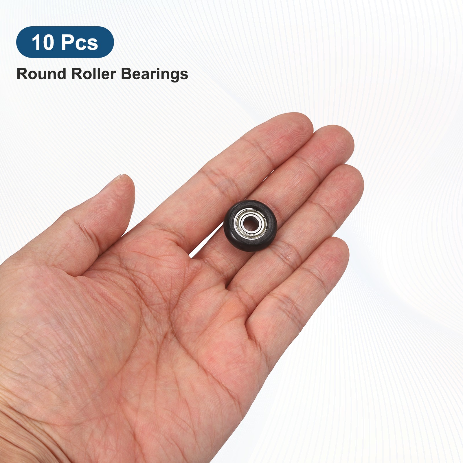 10Pcs 5×19.2×6.3mm Metal Shielded (GCr15) Chrome Steel Bearing+POM Guide, Black