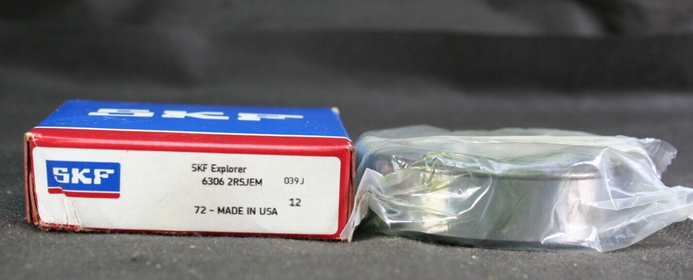 One (1) SKF 6306 2RSJEM Deep Groove Bearing 30MM ID USA NEW