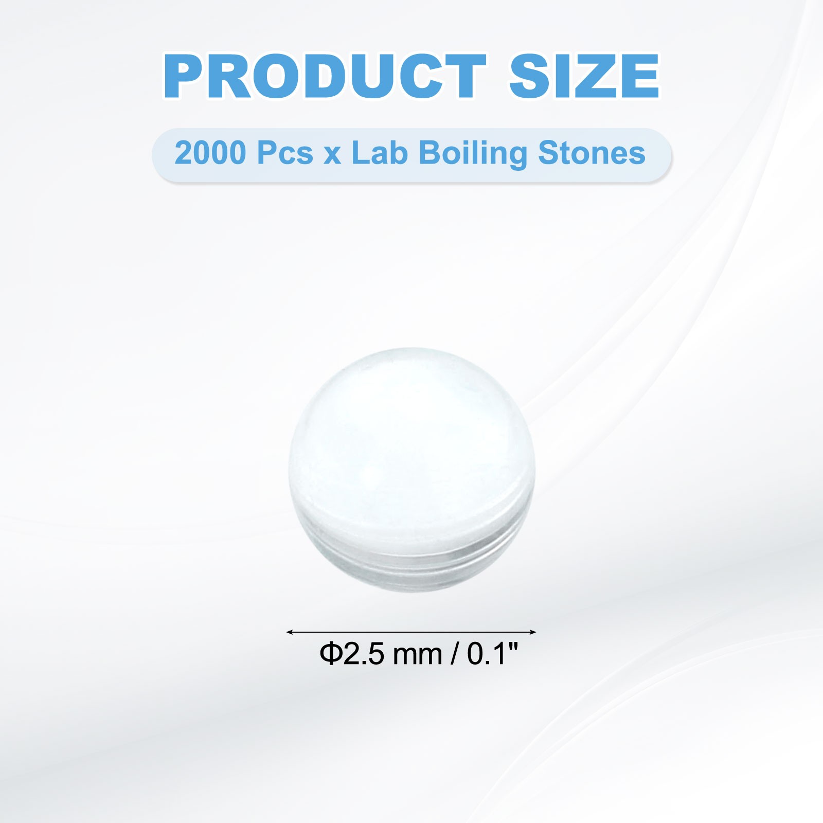2000Pcs 2.5mm Lab Boiling Stones, Solid Round Clear Glass Boiling Beads