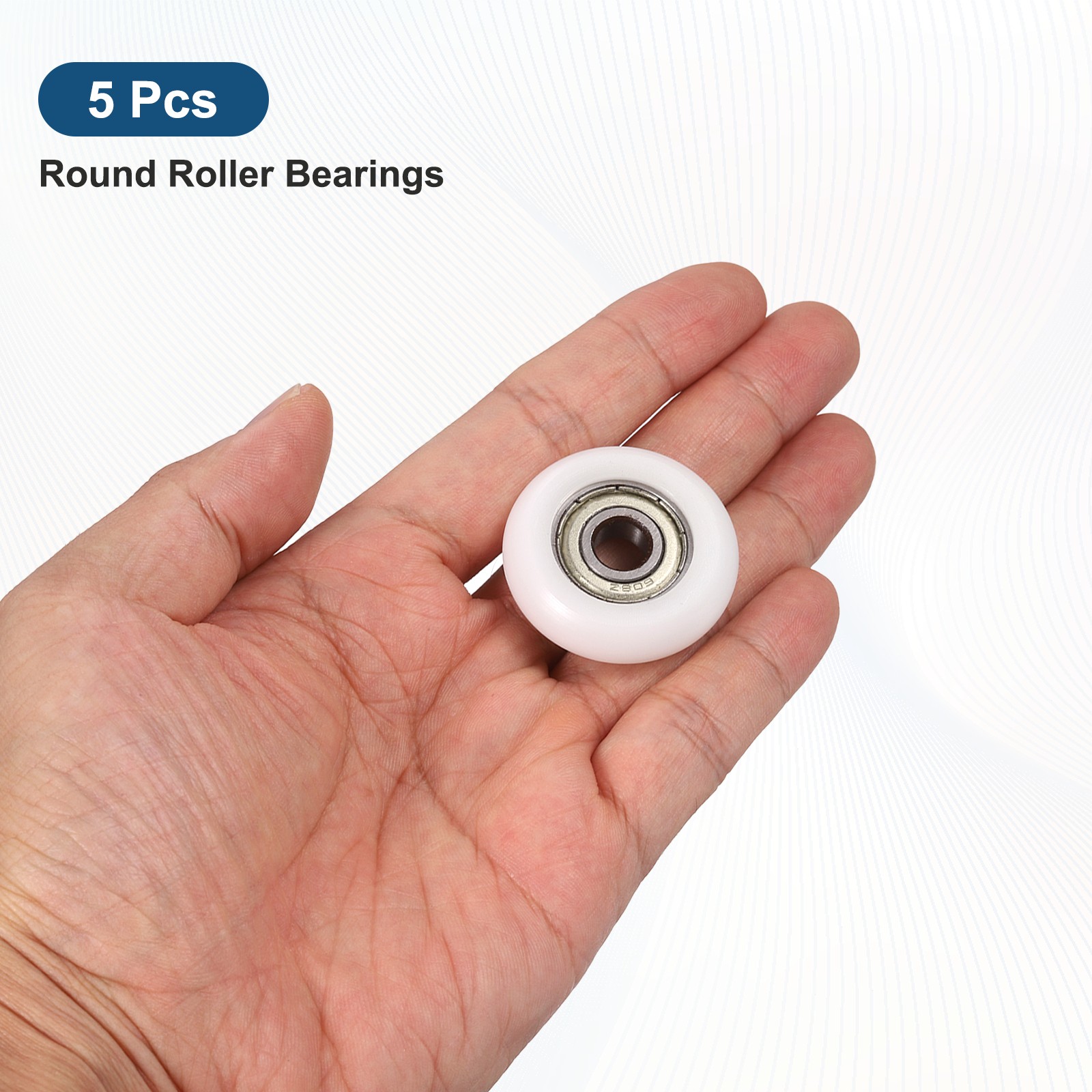 5Pcs 8x35x9.9mm Metal Shielded (GCr15) Chrome Steel Bearing+POM Guide, White