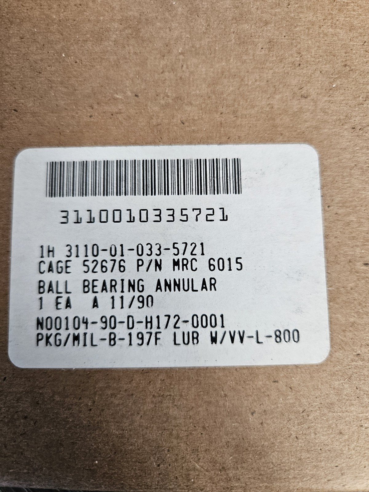 NEW IN BOX MRC BEARING 6015