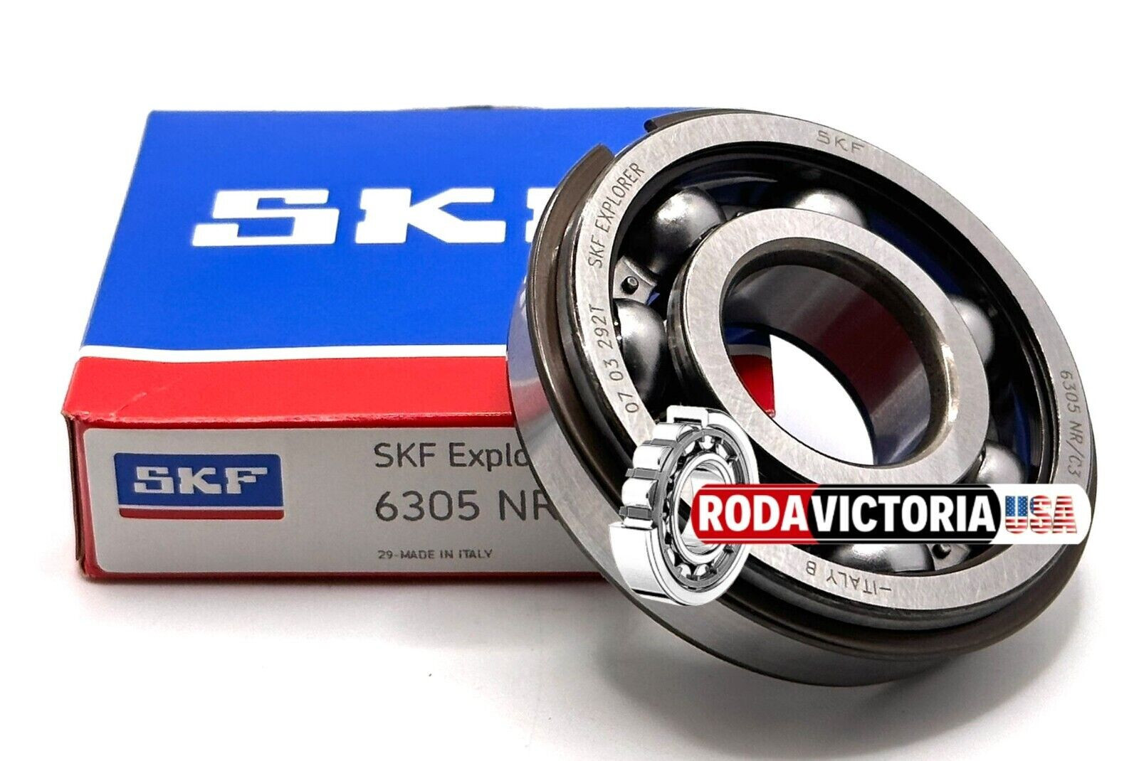 SKF 6305 NR C3 BALL BEARING, OPEN, NO SEALS + SNAP RING 25x62x17mm SKF