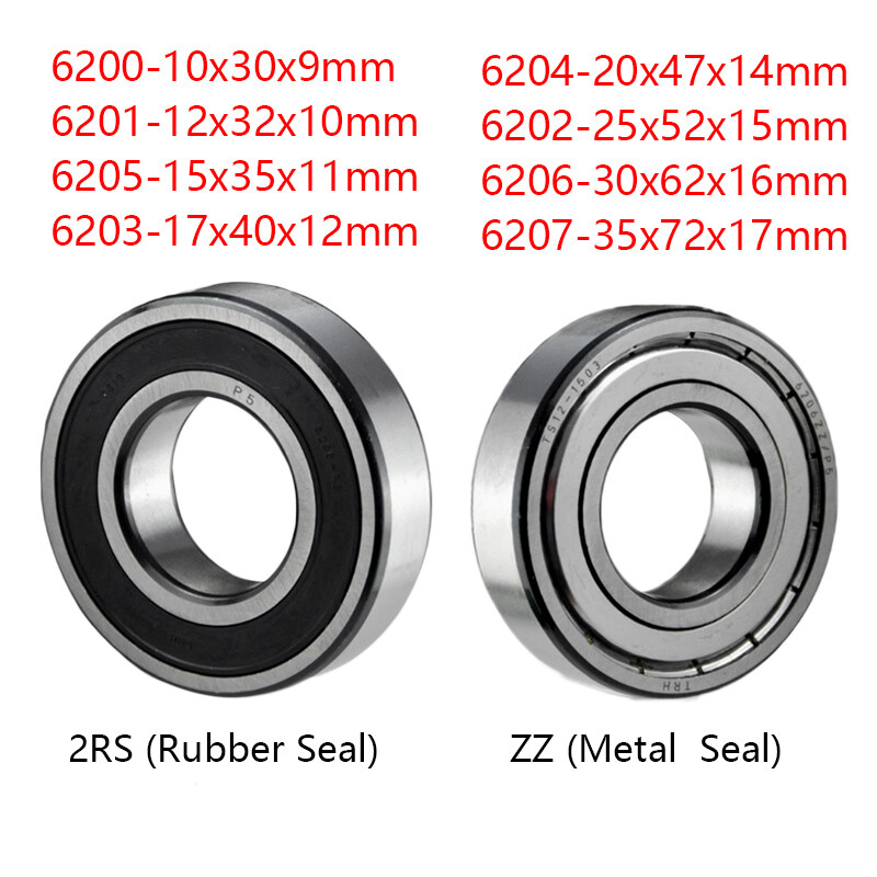 6200/6201/6202/6203/6204/6205-6207 Ball Bearing Rubber or Metal Seals (2RS/ZZ)