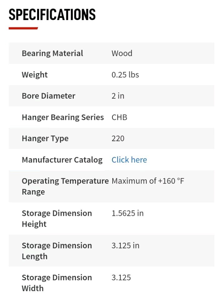 CHB2204W Conveyor Hanger Bearing 2 in Bore Wood