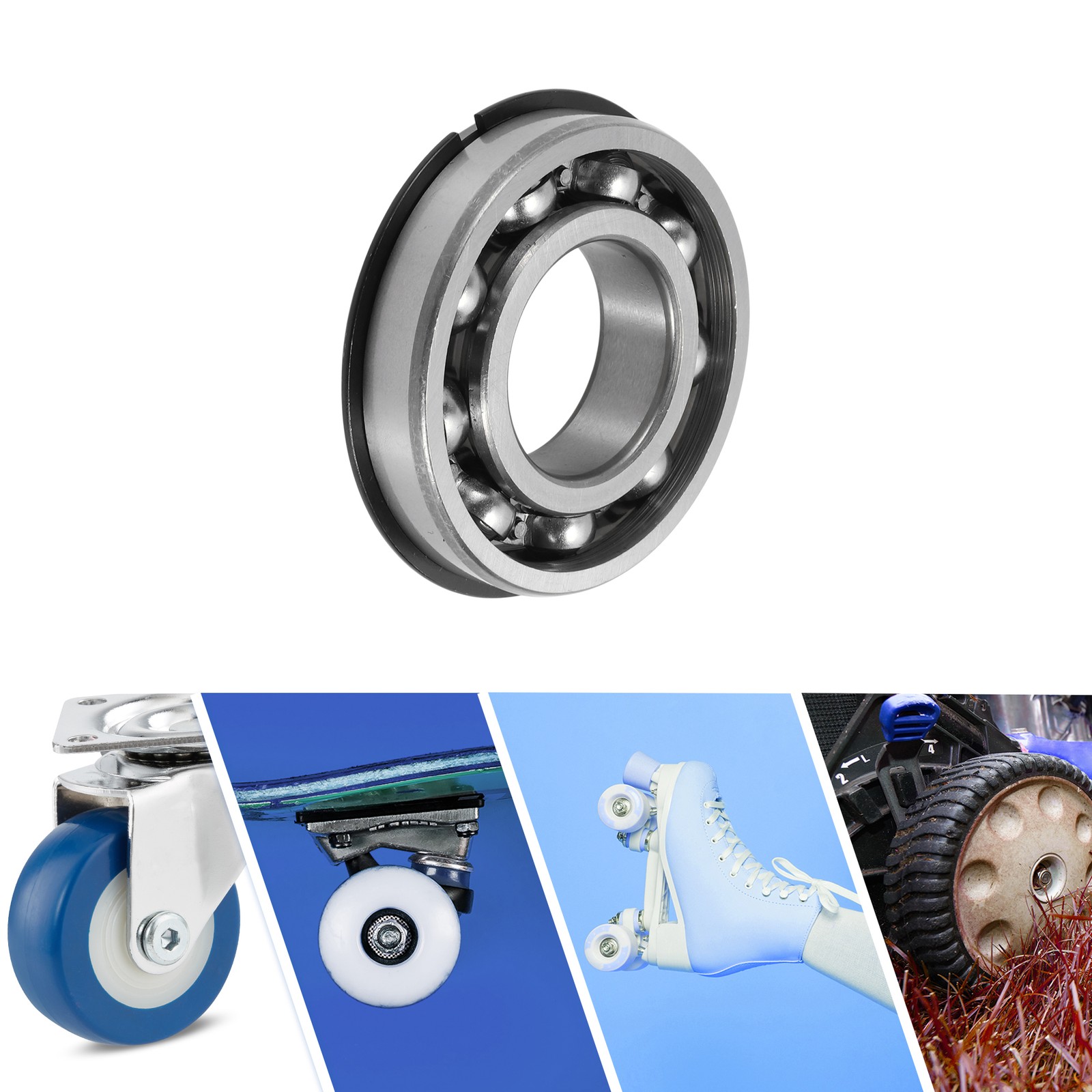 6207NR Deep Groove Ball Bearings 35x72x17mm 1 Pc Silver Tone