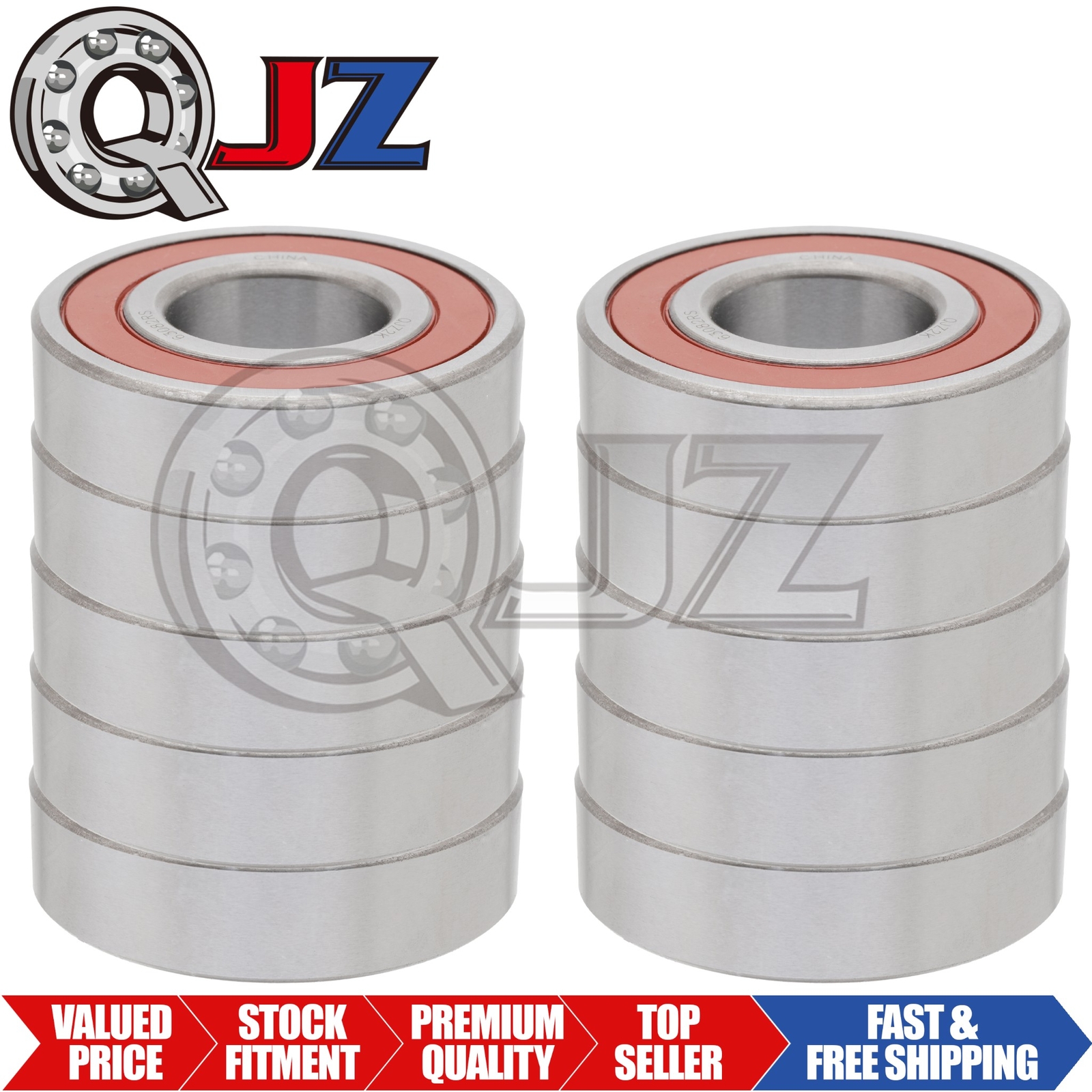 [Qty.10] 6308-2RS Radial/Deep Groove Ball Bearing [40mm ID x 90mm OD x 23mm W]