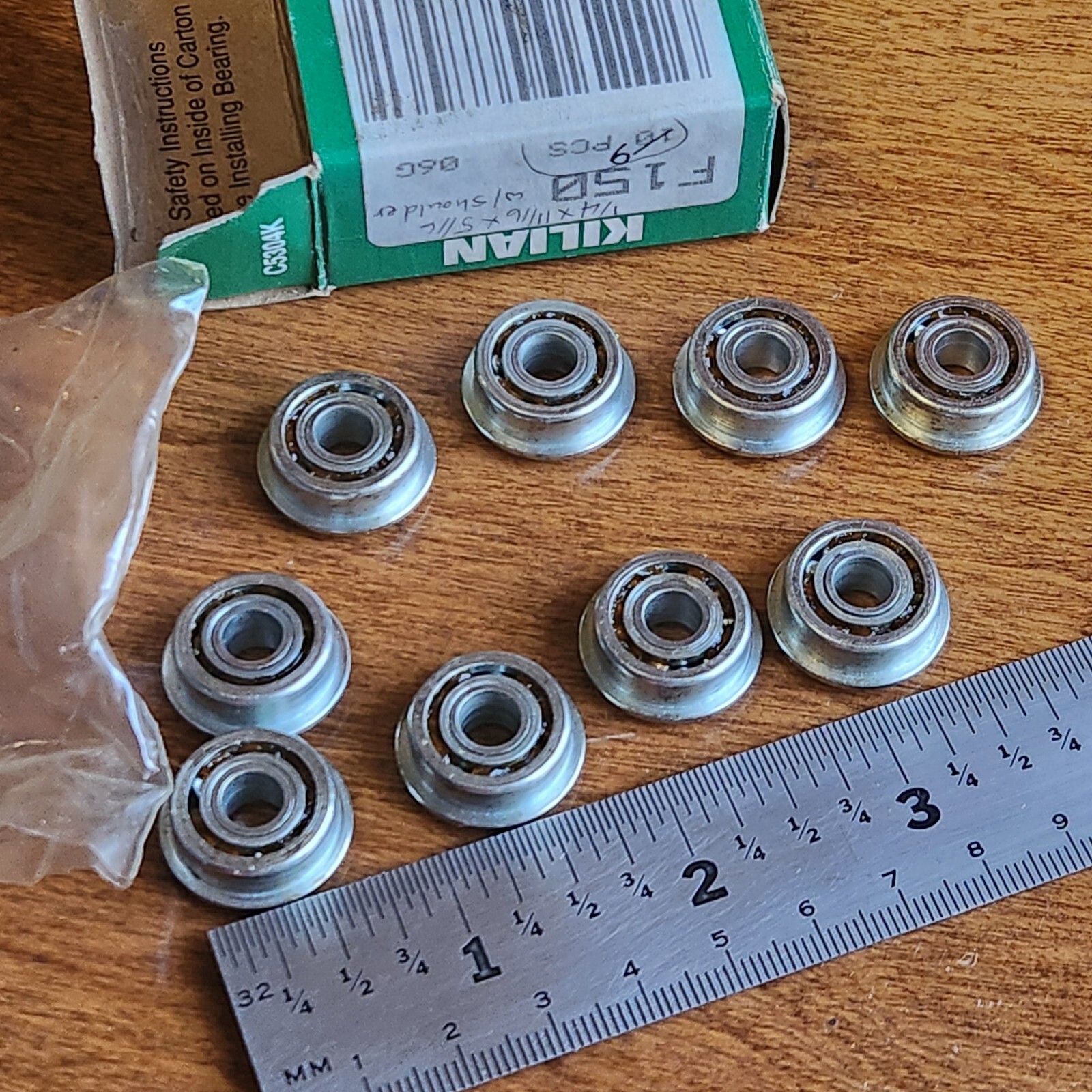 Lot of 9 Kilian F-150 Unground Flanged Bearing 1/4″ id x 11/16″ od x 5/16″ thick