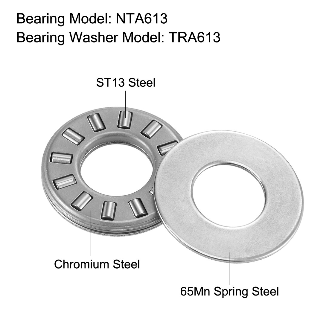 5pcs – NTA613 Thrust Needle Roller Bearings 3/8 x 13/16 x 5/64-inch with Washer