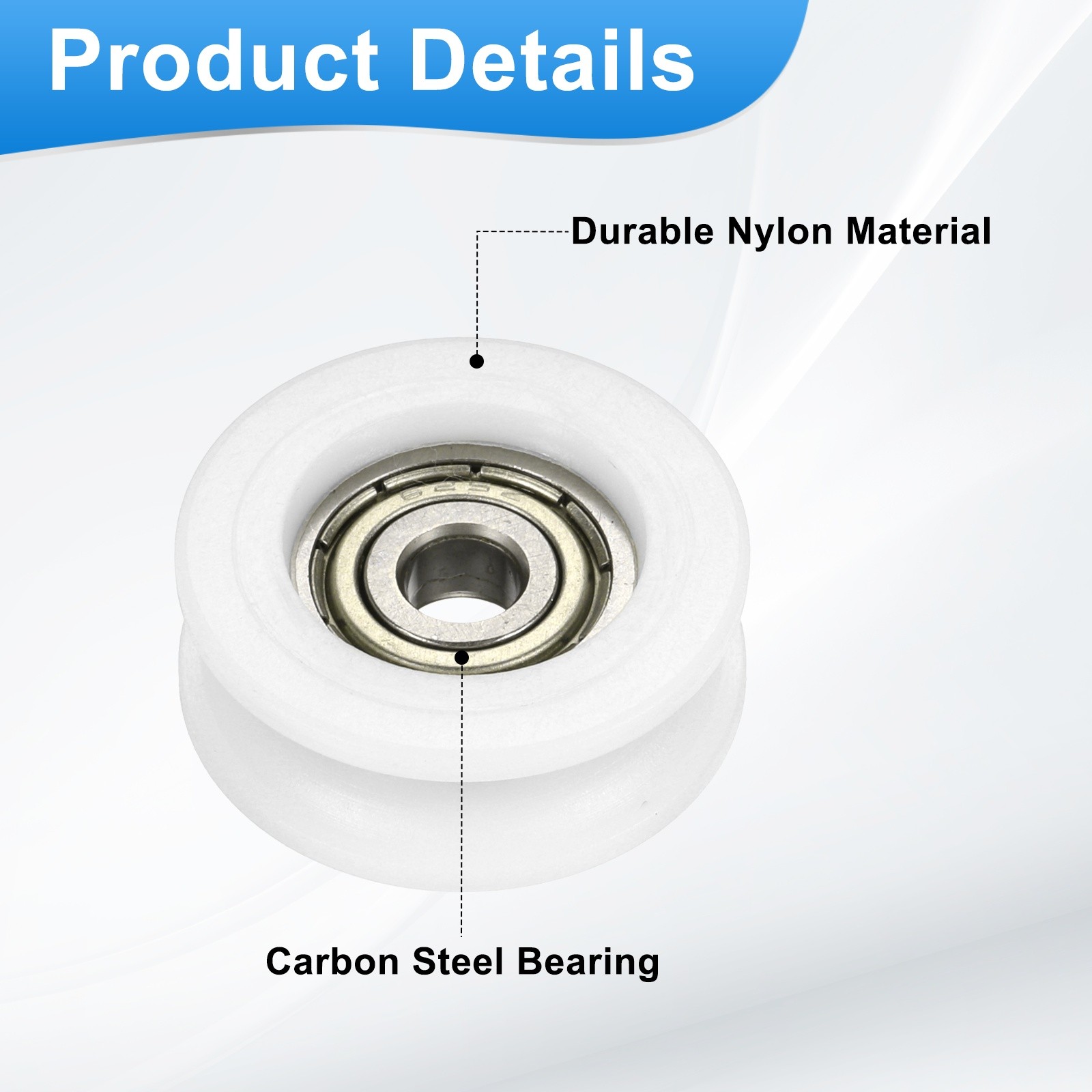 5 Pcs White Groove Nylon Plastic Guide Bearing 5x26x9mm Pulley Roller