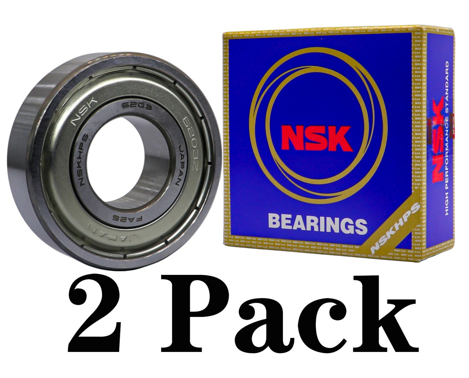 2PACK NSK 6203ZZ 17X40X12MM MADE IN JAPAN Double Metal Seal Ball Bearings