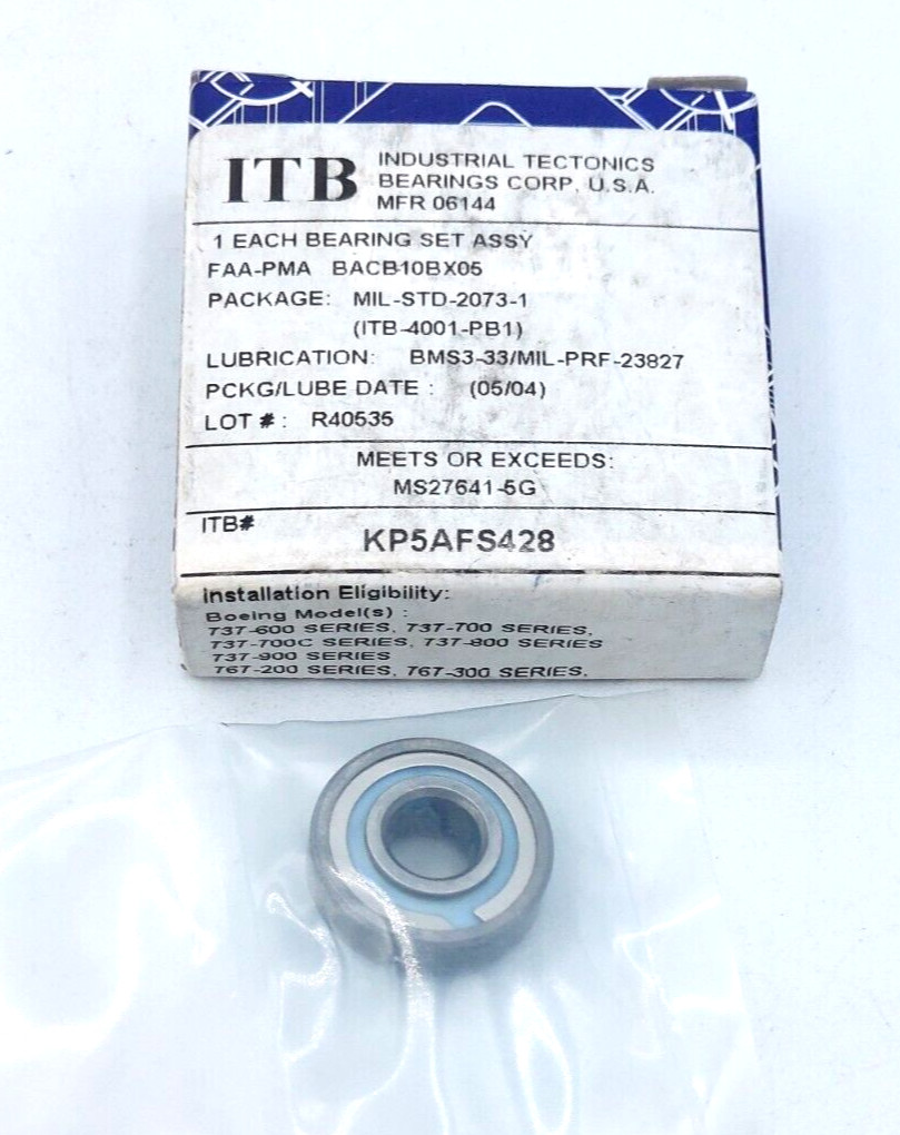 ITB Fafnir KP5AFS428 RBC BACB10BX05 Single Row Ball Bearing KP5A FS428 *NOS*