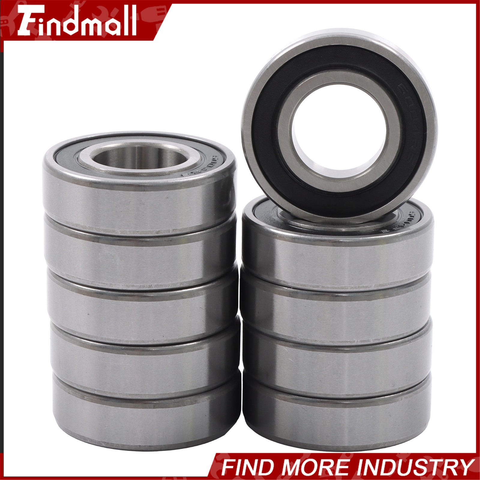 Findmall 6004-2RS C3 Ball Bearing 20x42x12mm 10 Pcs Premium Rubber Sealed
